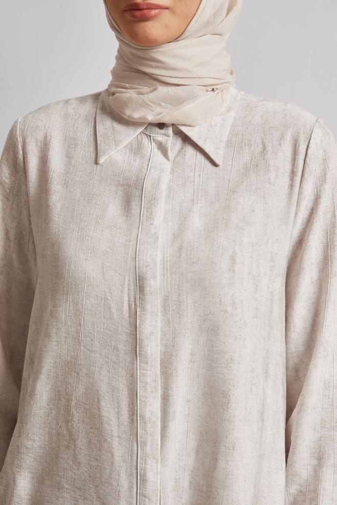 Vêtements hijab ÉCRUE TUNIQUE COL CHEMISE 45764 - ALVİNA