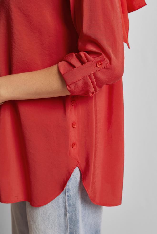 Vêtements hijab ROUGE TUNIQUE COL CHEMISE 45771 - ALVİNA