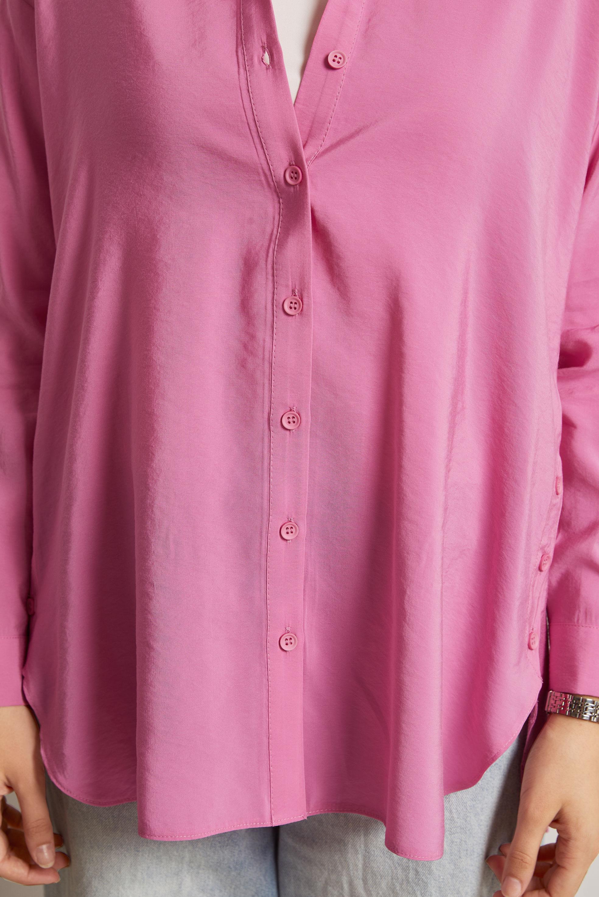 Tesettür giyim PEMBE GÖMLEK YAKA TUNİK 45771