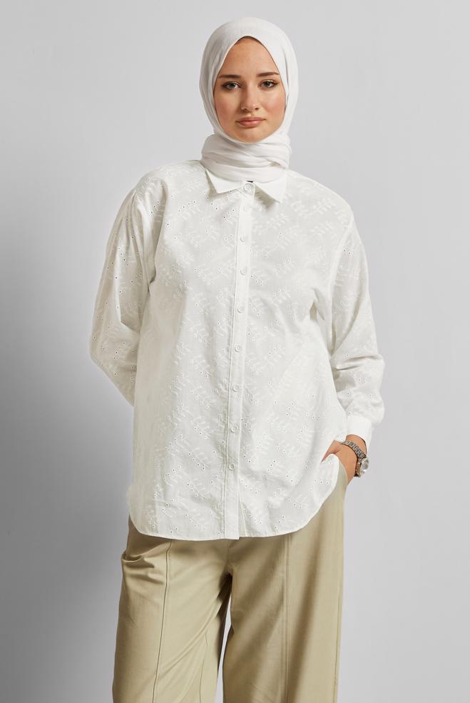 Hijab clothing WHITE 45773 BRODE 1012 TUNİK 38-46 TEK 40 - ALVİNA