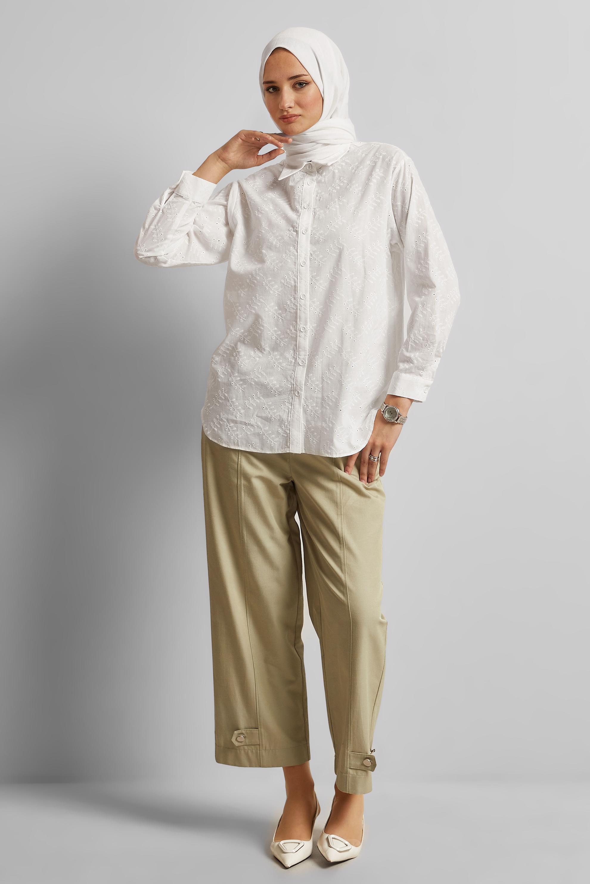 Tesettür giyim BEYAZ PAMUKLU TUNİK 45773