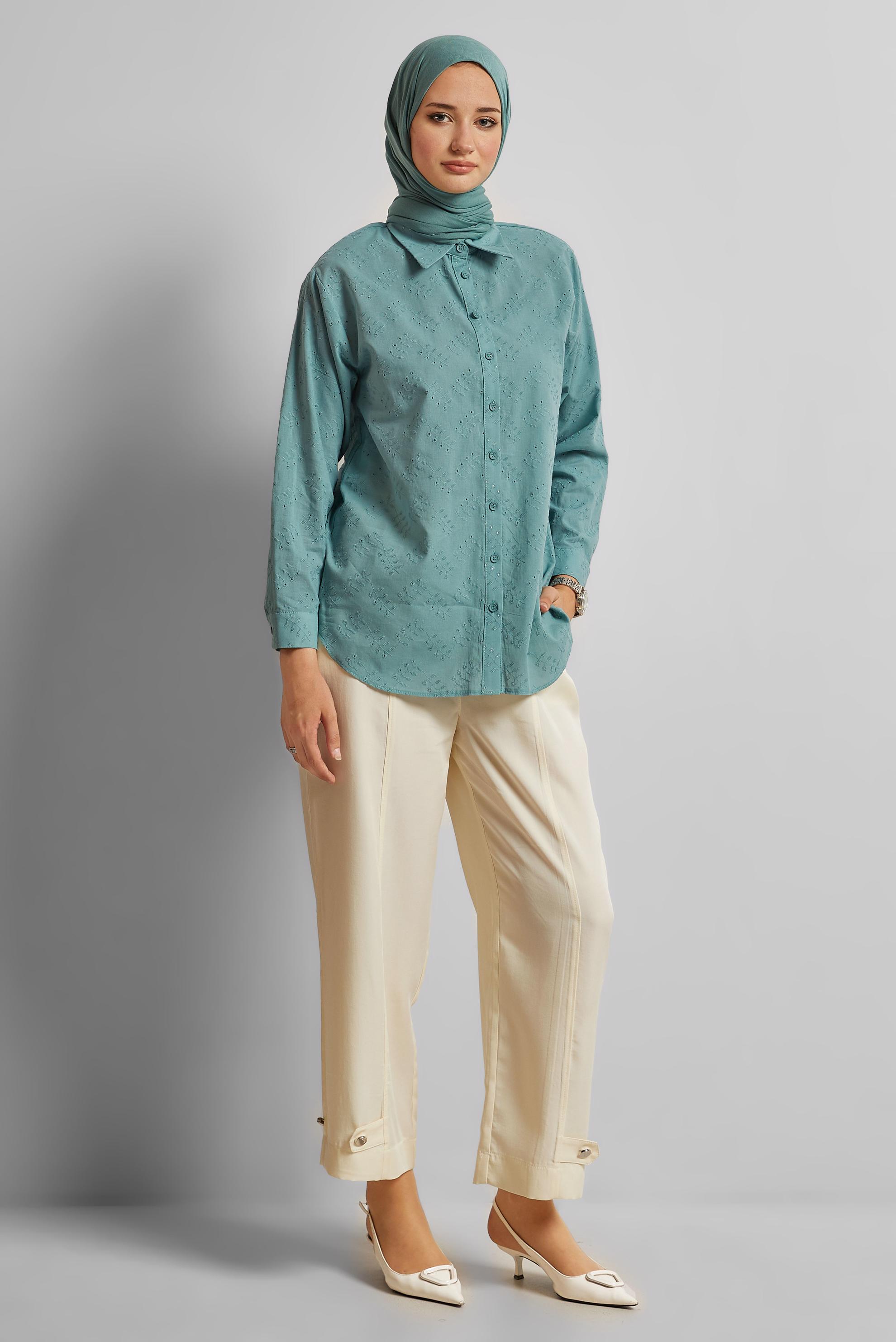 Tesettür giyim MAVİ PAMUKLU TUNİK 45773