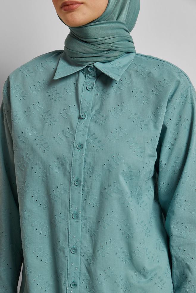 Tesettür giyim MAVİ PAMUKLU TUNİK 45773 - ALVİNA