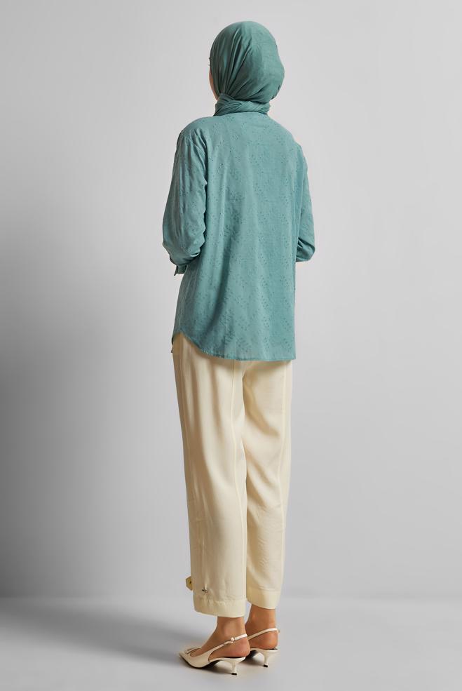 Tesettür giyim MAVİ PAMUKLU TUNİK 45773 - ALVİNA