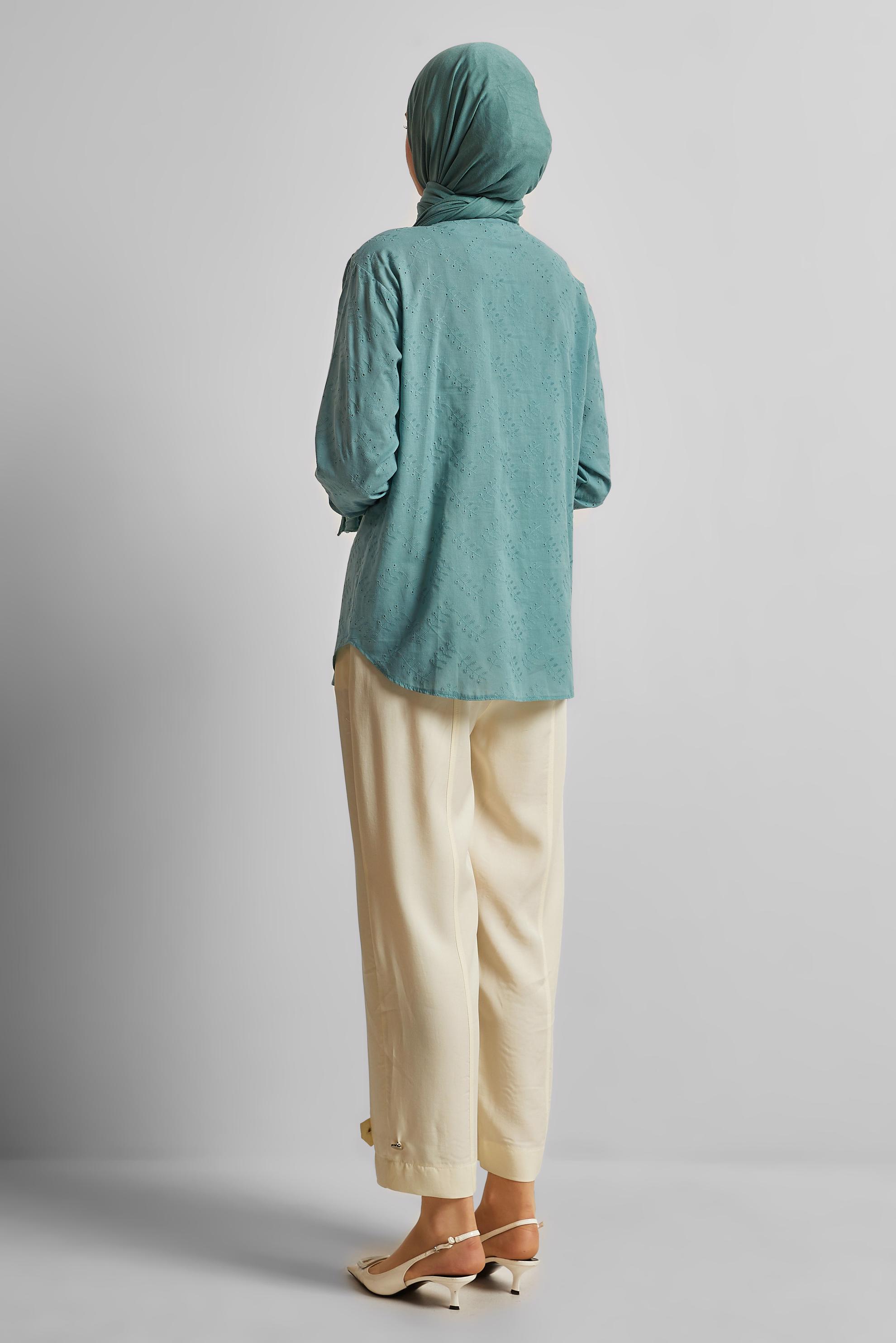 Tesettür giyim MAVİ PAMUKLU TUNİK 45773