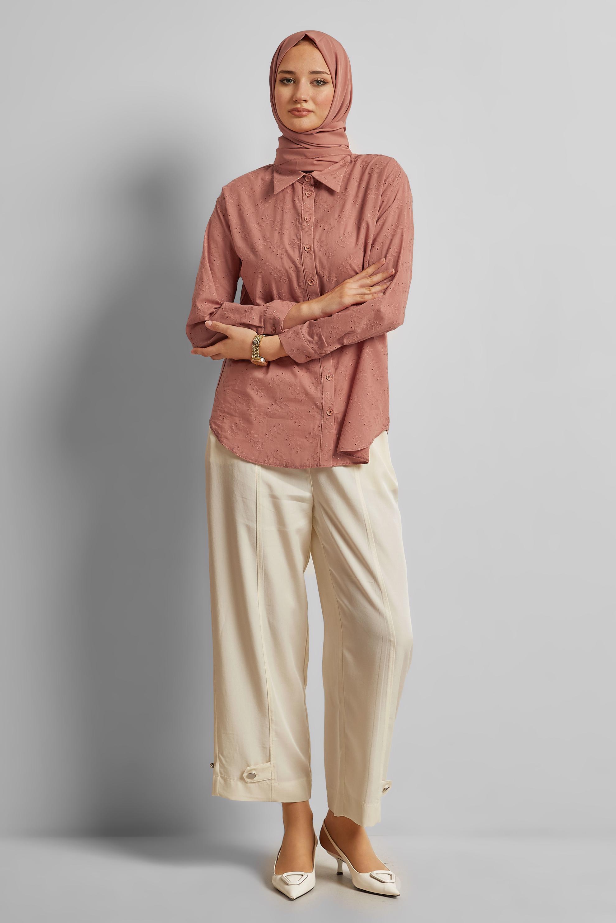 Tesettür giyim PEMBE PAMUKLU TUNİK 45773