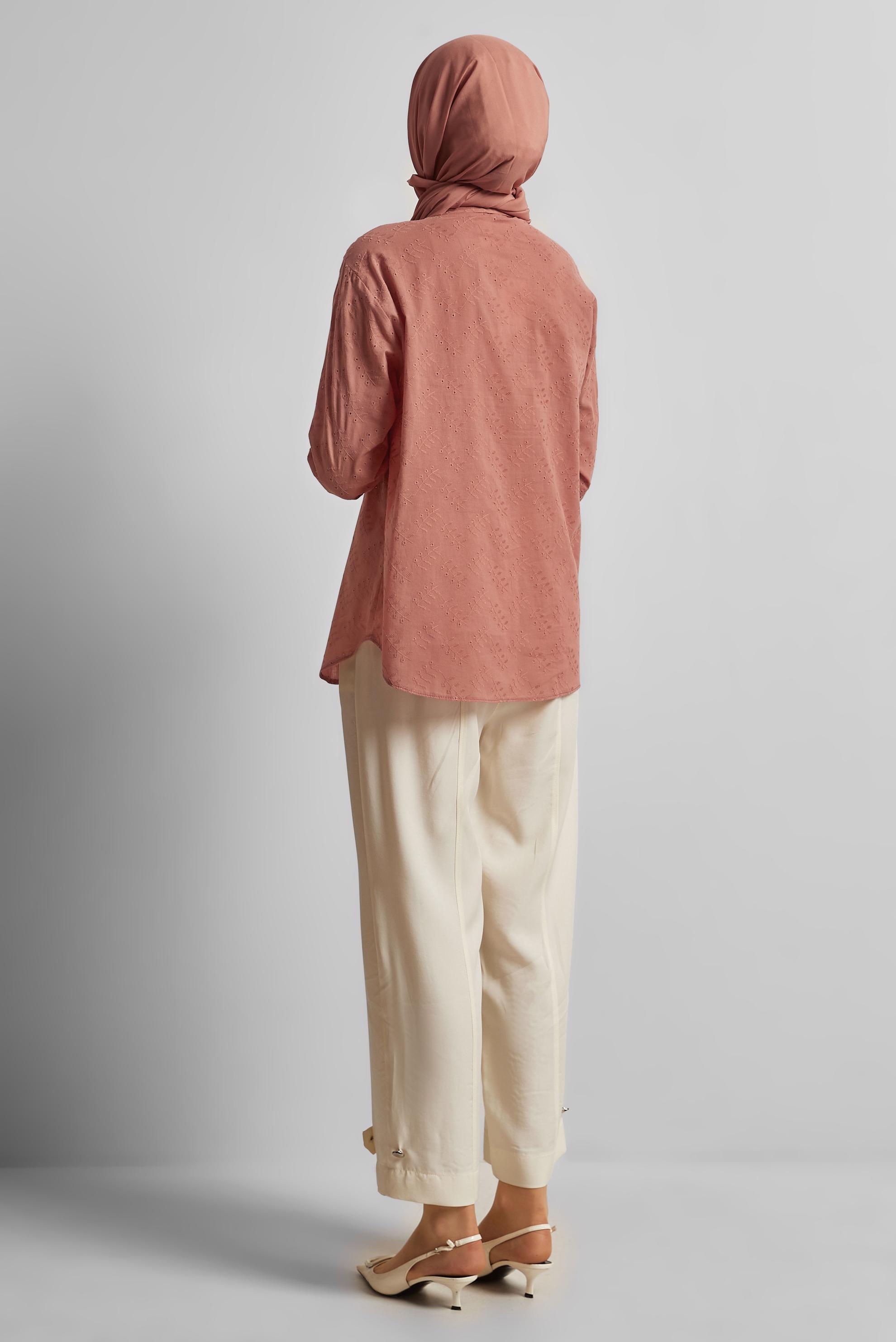 Tesettür giyim PEMBE PAMUKLU TUNİK 45773