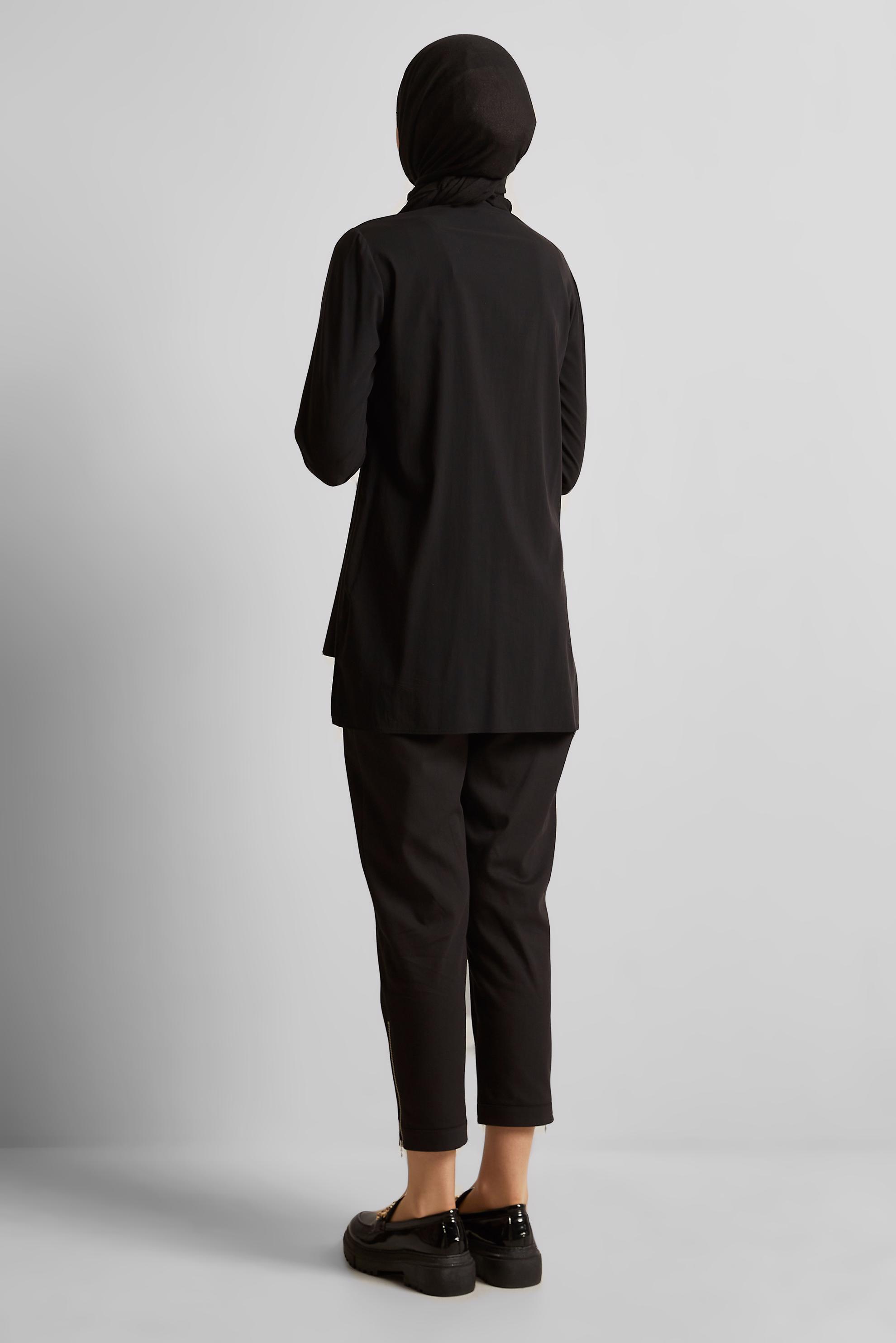 Vêtements hijab NOIR TUNIQUE COL CHEMISE 45774