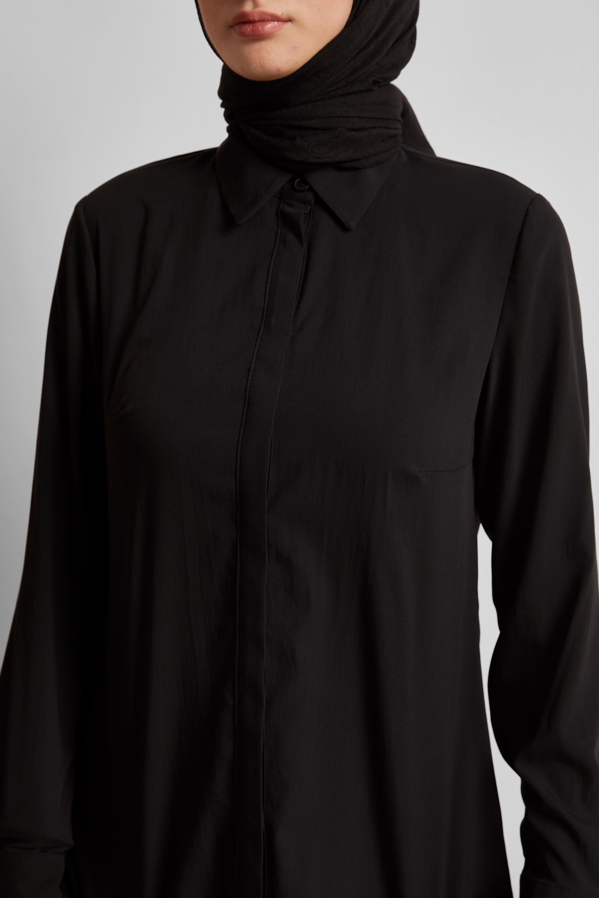 Vêtements hijab NOIR TUNIQUE COL CHEMISE 45774