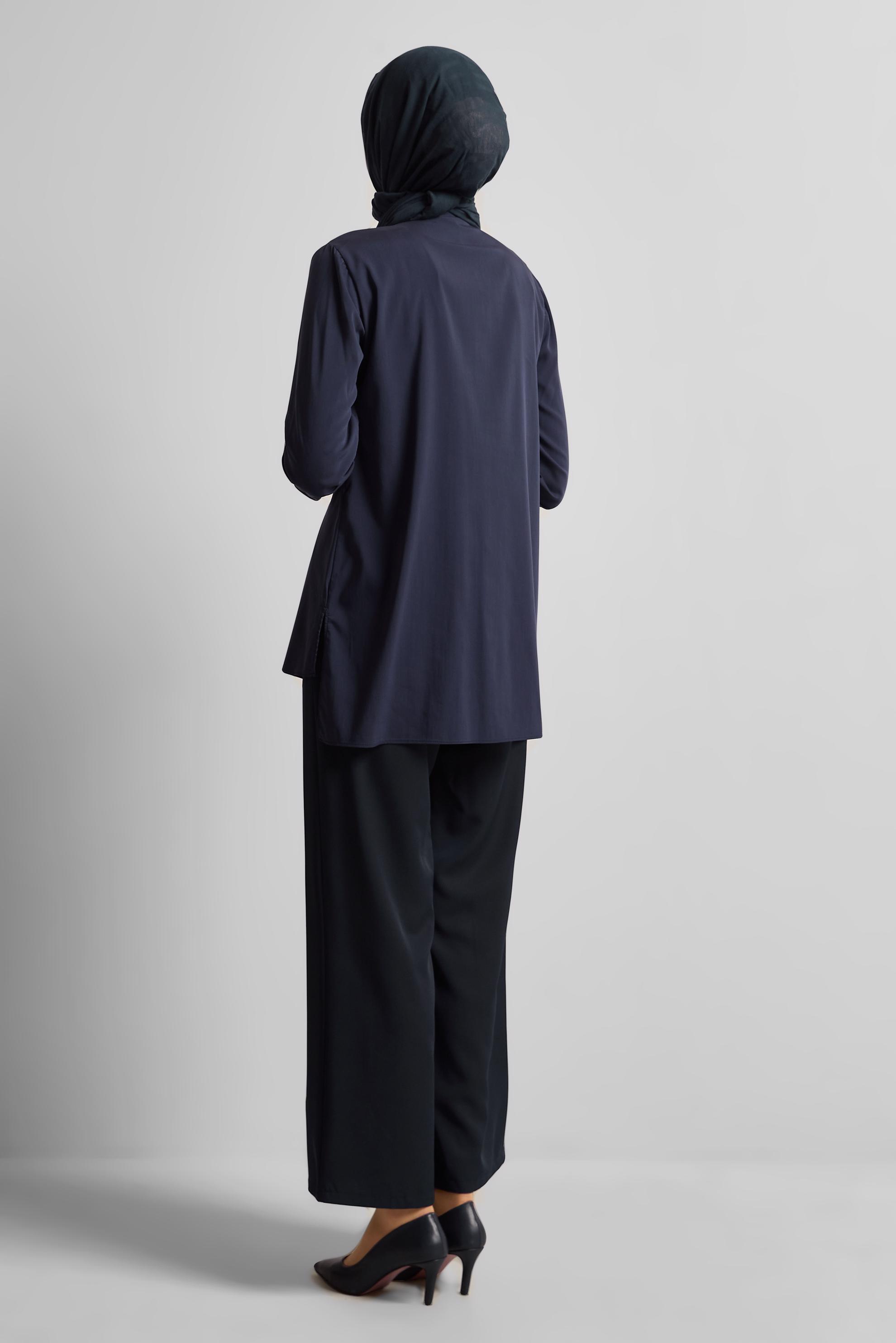 Tesettür giyim LACİVERT GÖMLEK YAKA TUNİK 45774