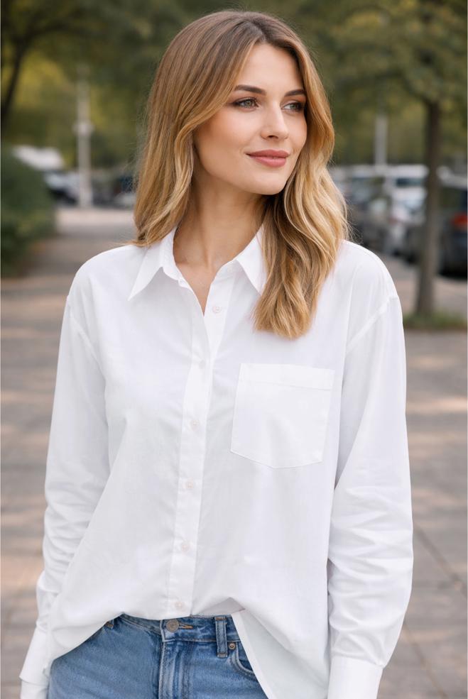 Hijab clothing WHITE SHIRT COLLAR TUNIC 45778 - ALVİNA