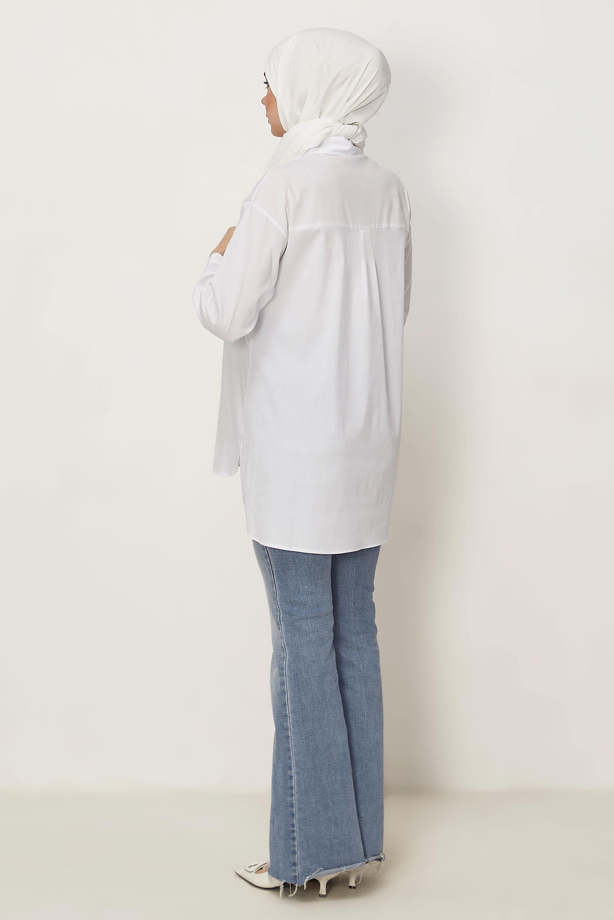 Hijab-Kleidung WEISS HEMDKRAGEN TUNIKA 45778