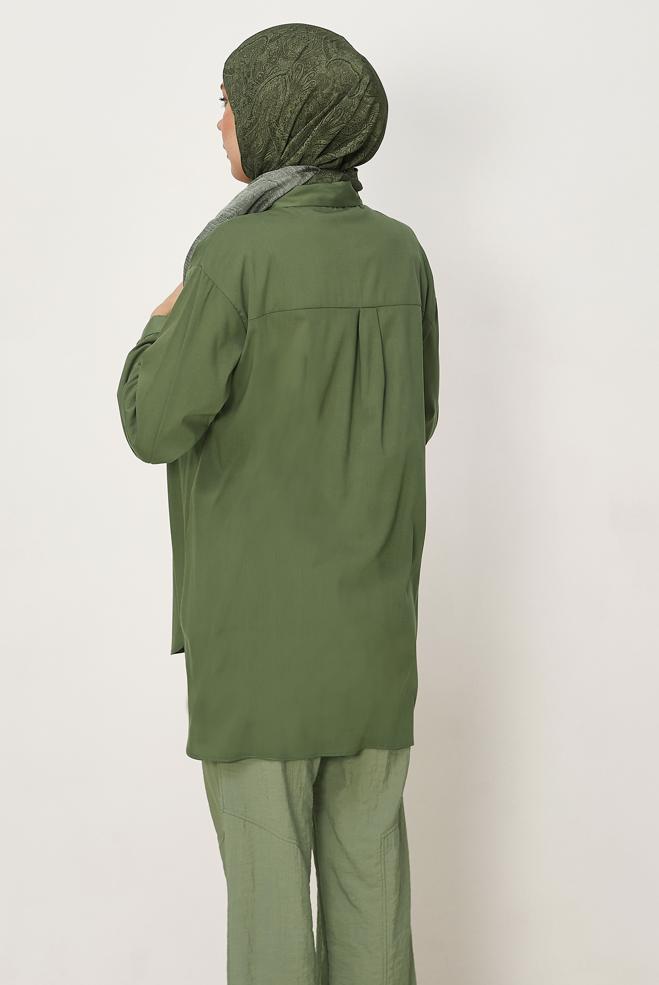 Hijab-Kleidung KHAKI HEMDKRAGEN TUNIKA 45778 - ALVİNA