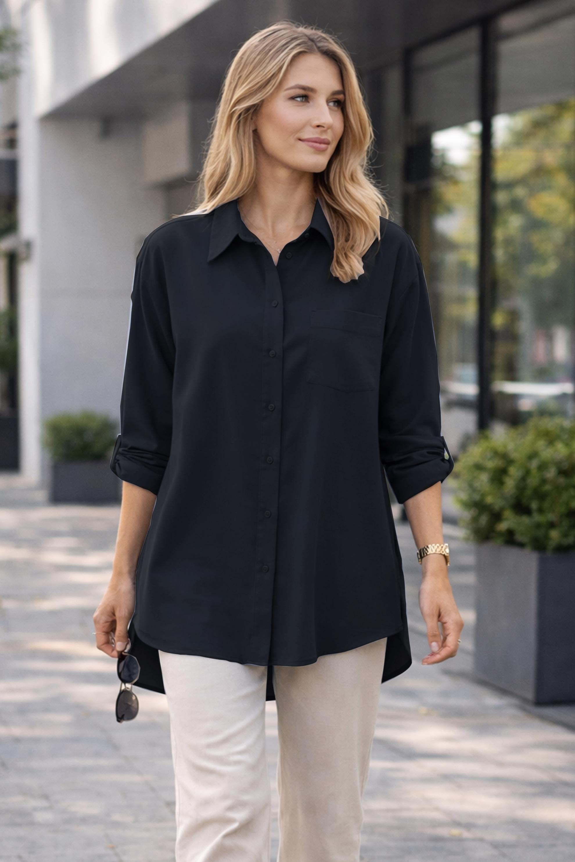 Hijab clothing NAVY BLUE SHIRT COLLAR TUNIC 45778