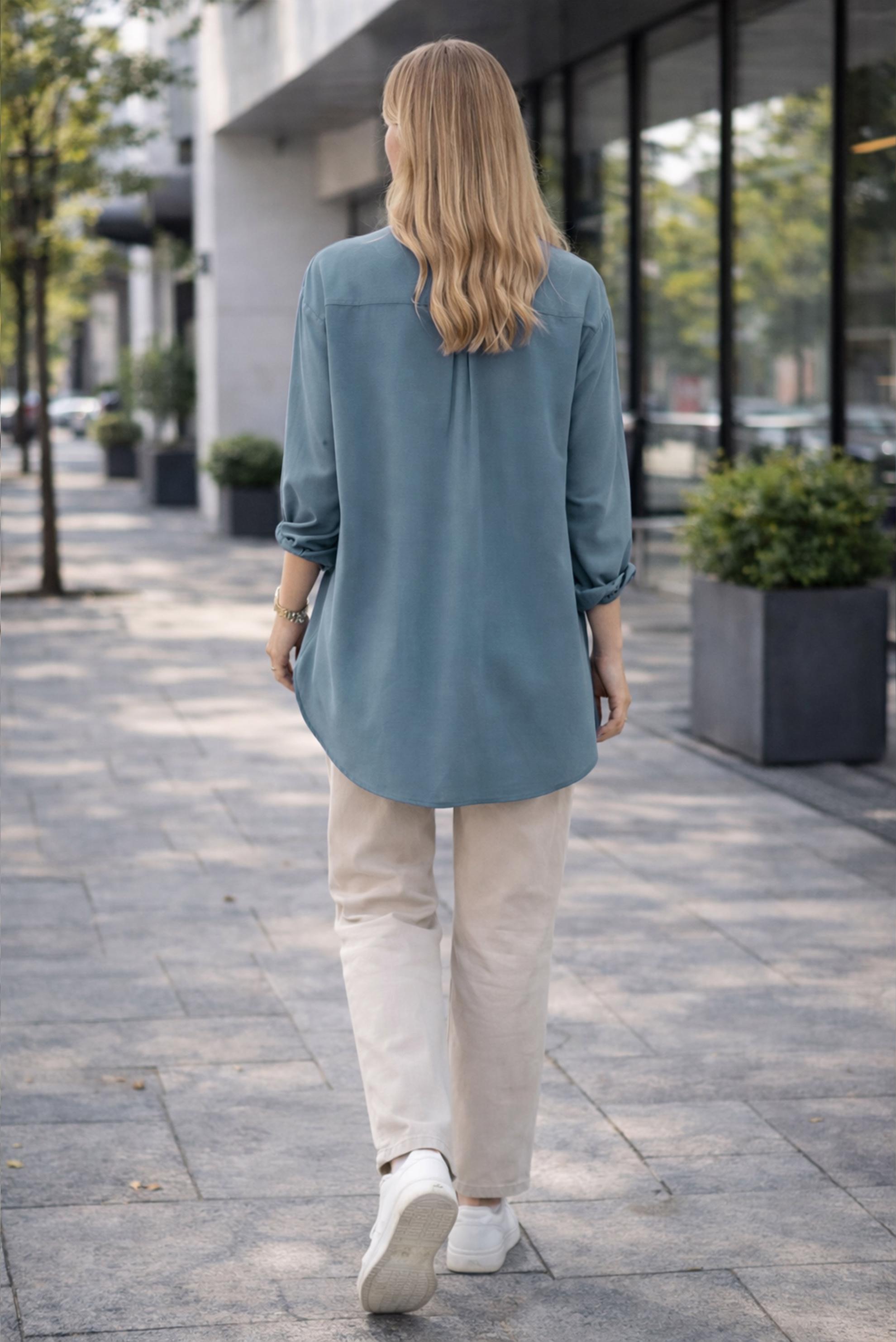 Hijab clothing NAVY BLUE SHIRT COLLAR TUNIC 45778