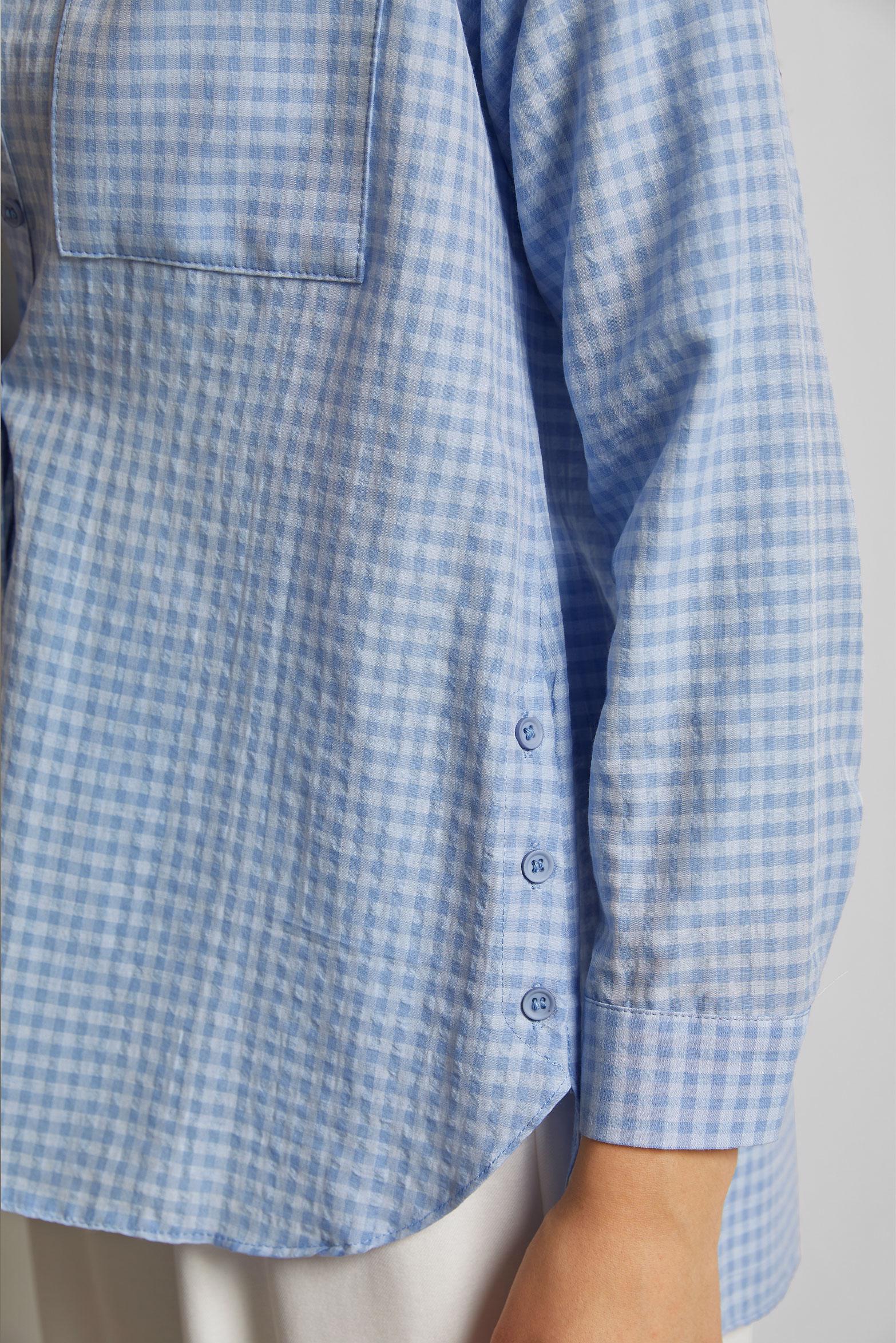 Tesettür giyim MAVİ EKOSE DESENLİ PAMUKLU TUNİK 45779