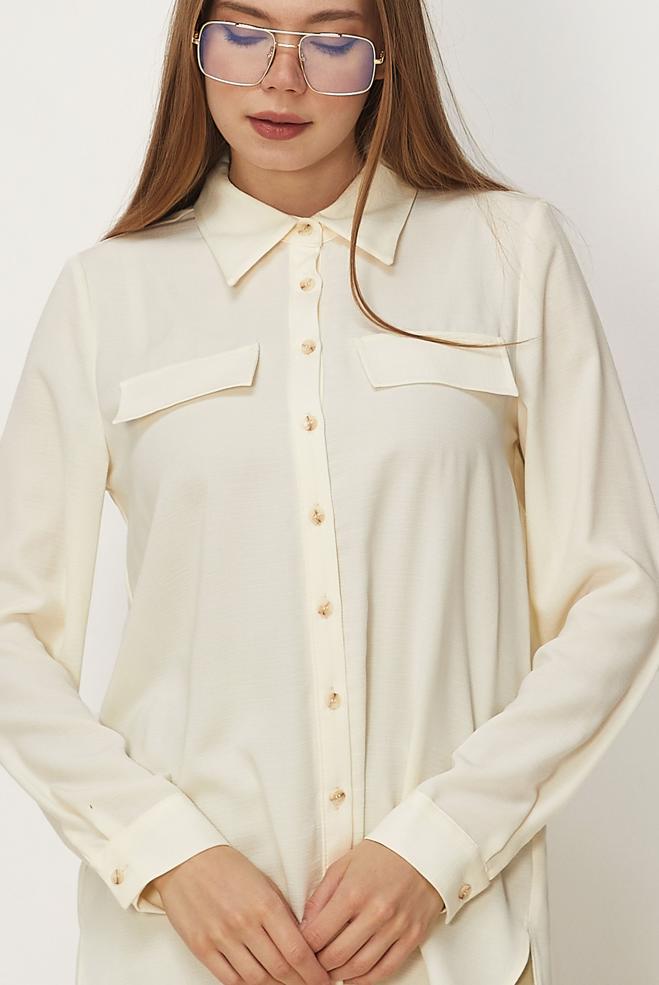 Hijab-Kleidung WEISS HEMDKRAGEN TUNIKA 45782 - ALVİNA