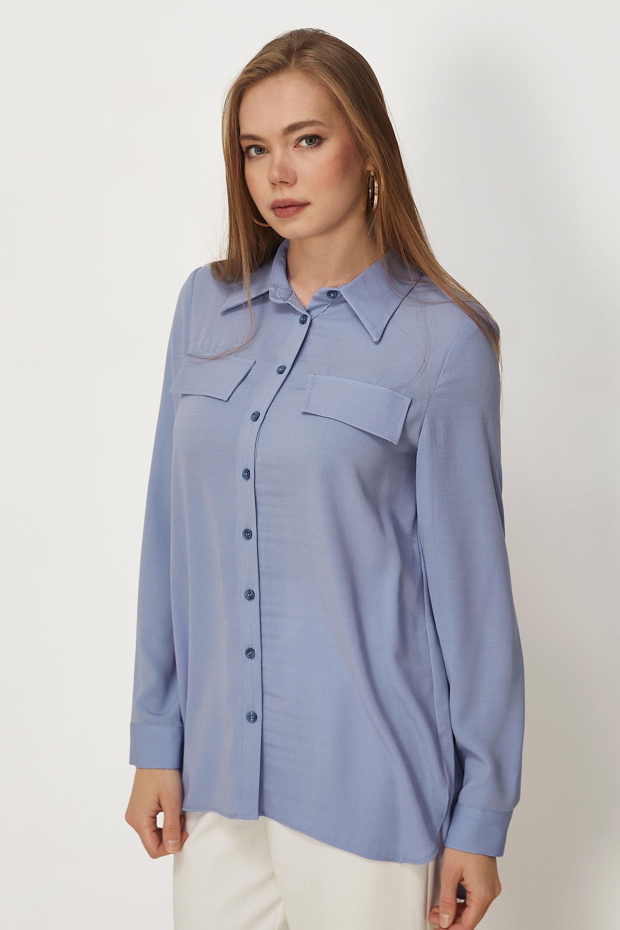 Hijab-Kleidung BLAU HEMDKRAGEN TUNIKA 45782