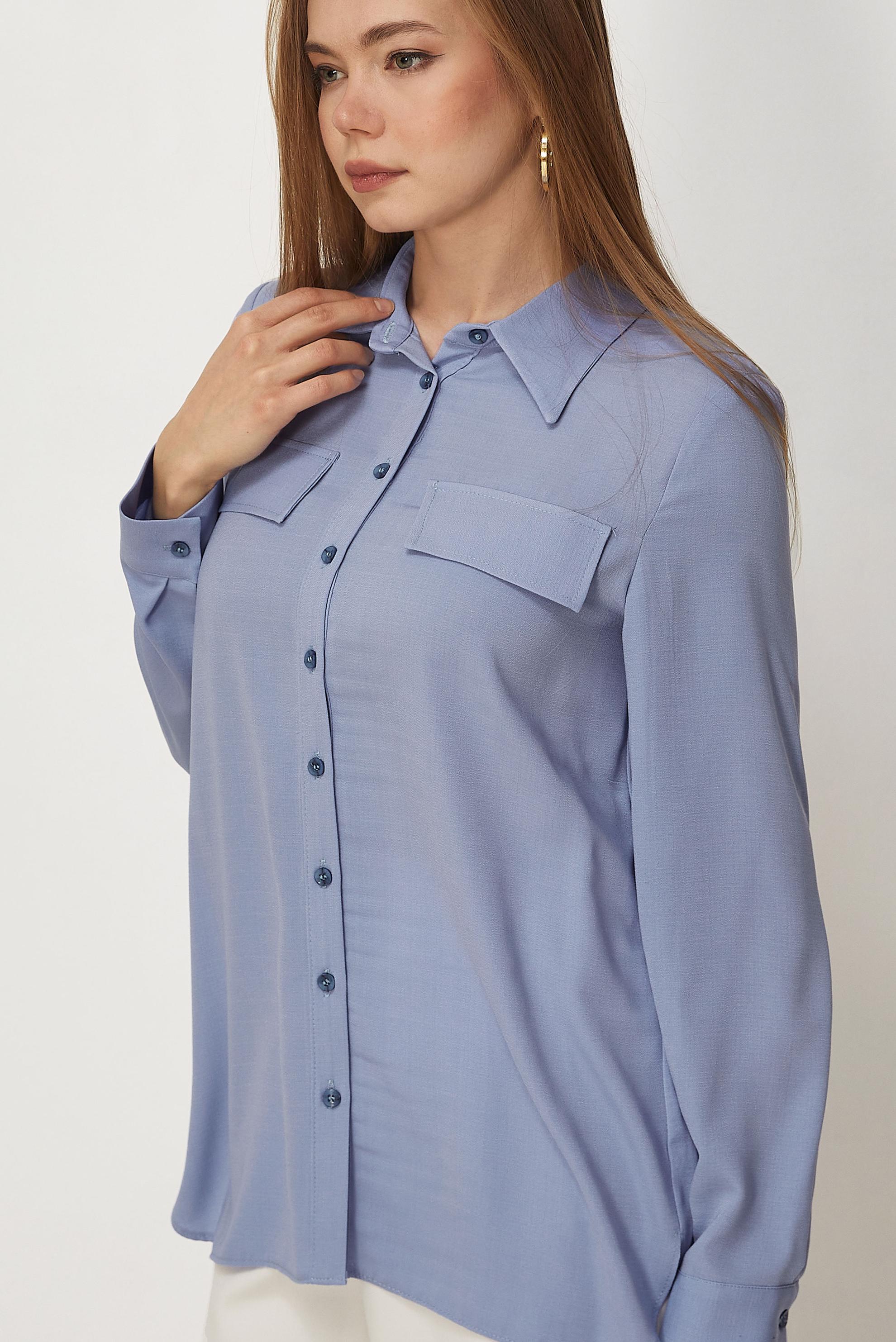 Hijab-Kleidung BLAU HEMDKRAGEN TUNIKA 45782