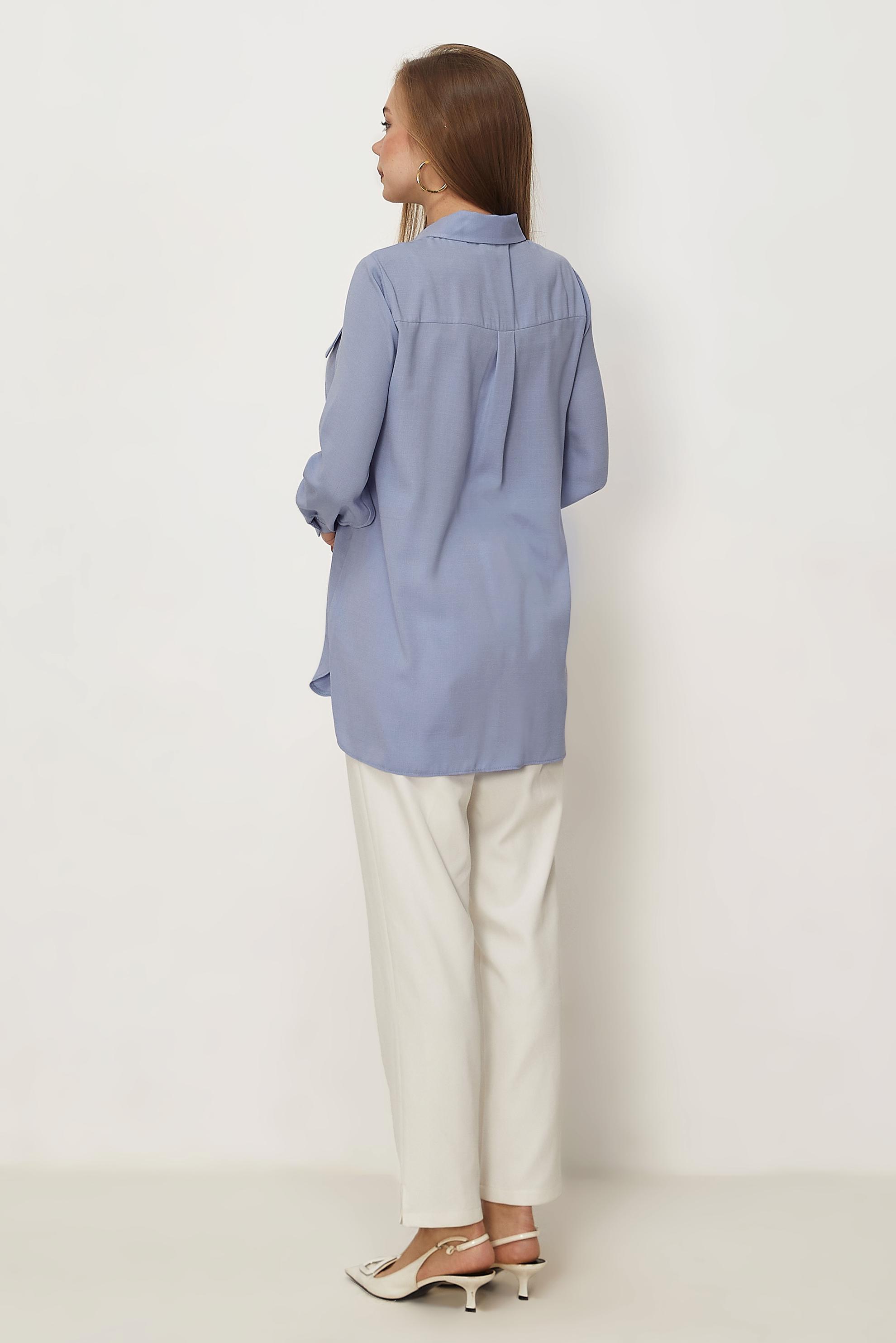 Hijab-Kleidung BLAU HEMDKRAGEN TUNIKA 45782