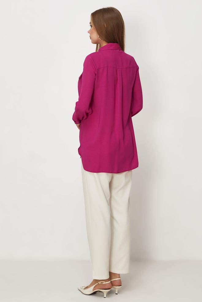 Hijab-Kleidung FUCHSIE HEMDKRAGEN TUNIKA 45782 - ALVİNA