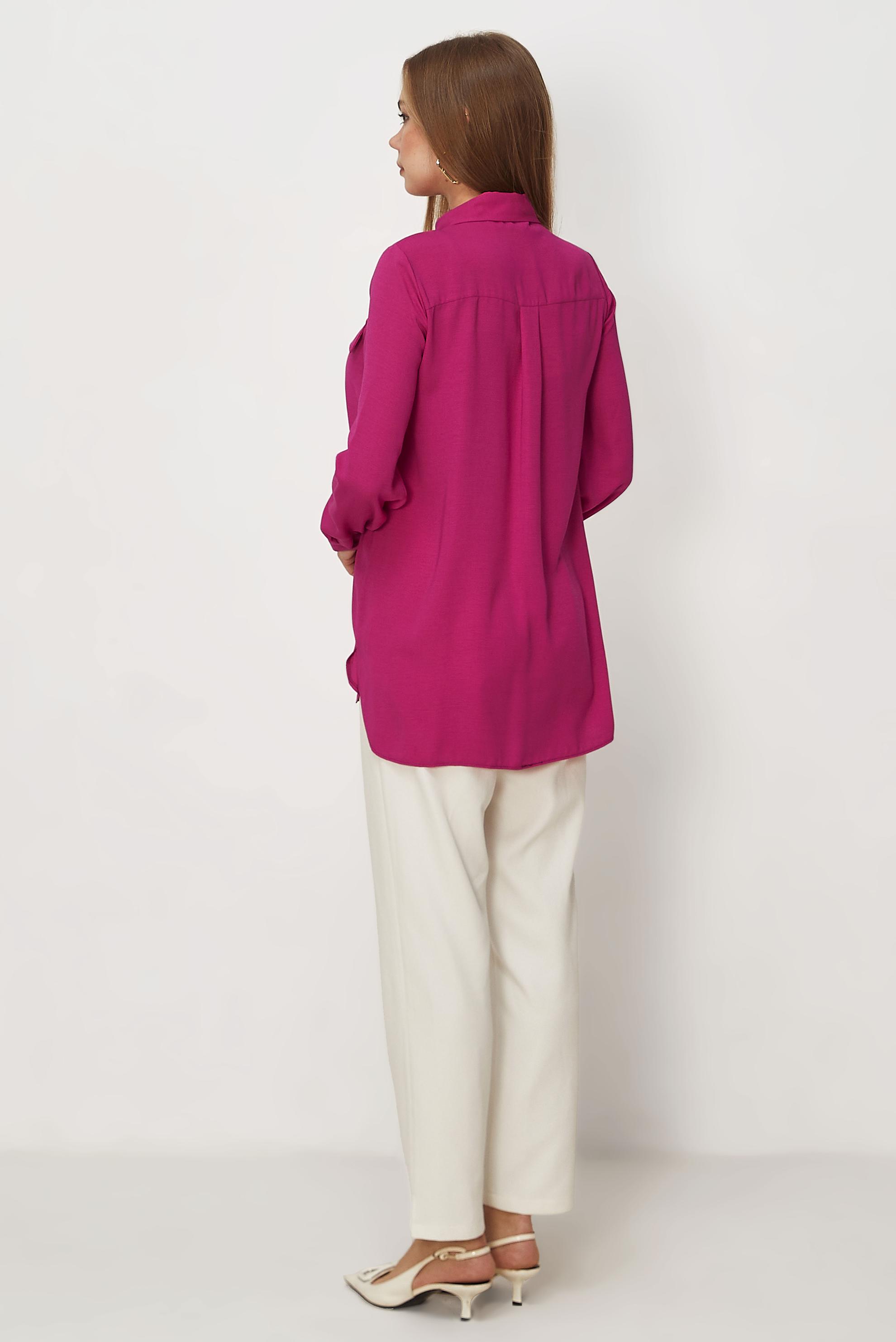 Hijab-Kleidung FUCHSIE HEMDKRAGEN TUNIKA 45782