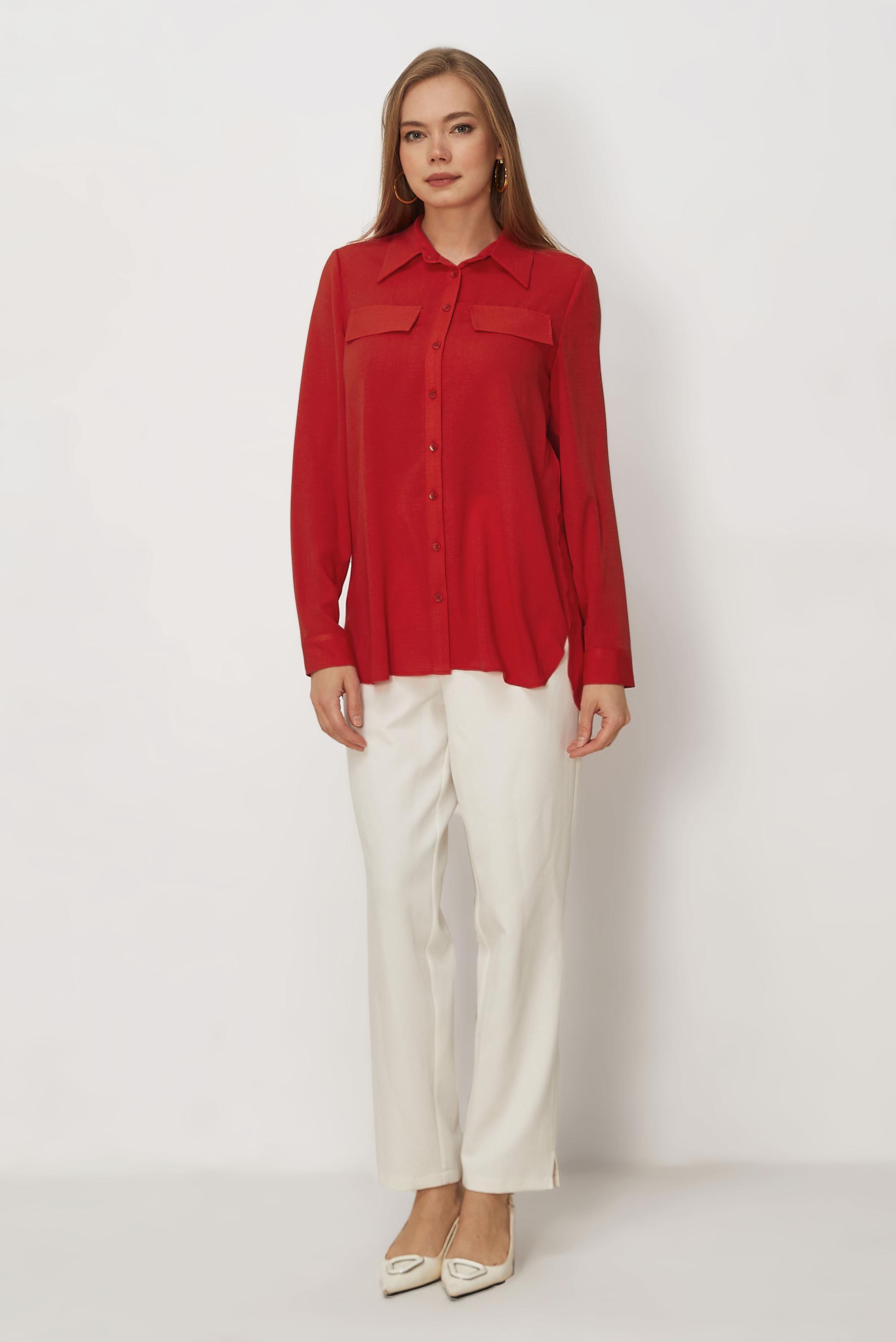 Hijab-Kleidung ROT HEMDKRAGEN TUNIKA 45782