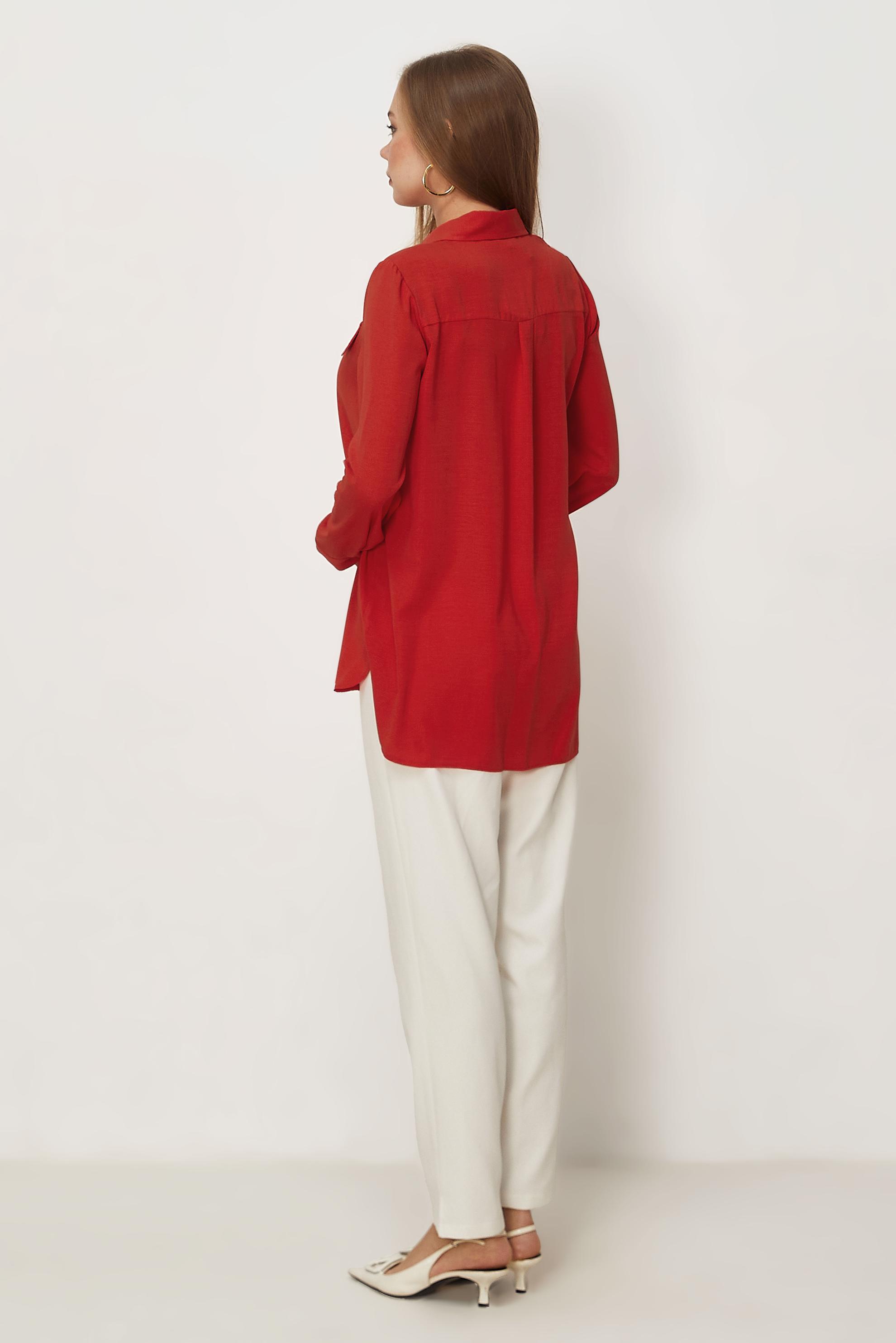 Hijab-Kleidung ROT HEMDKRAGEN TUNIKA 45782