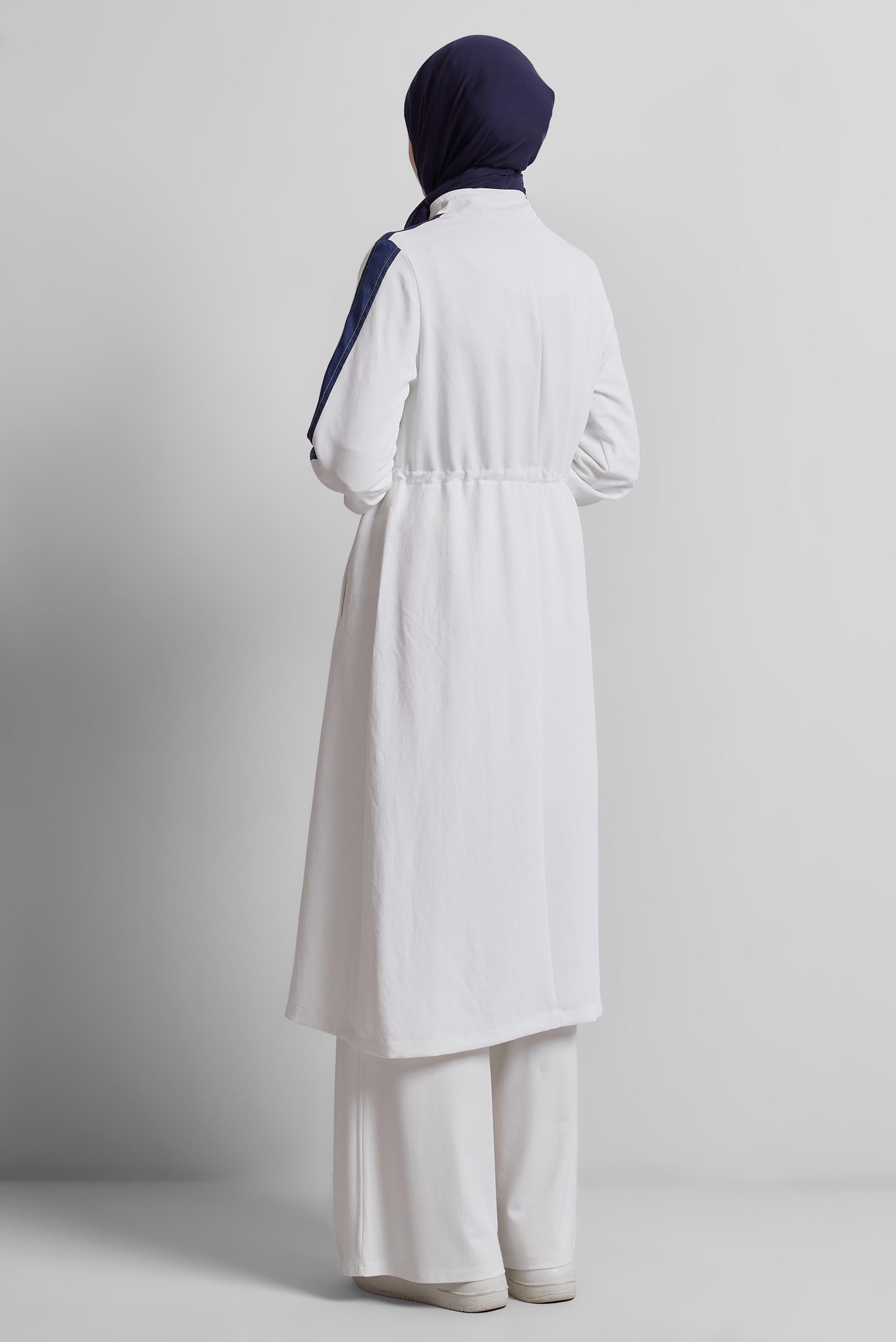 Hijab clothing BEIGE SLOGAN PRINTED TRENCH COAT 10878