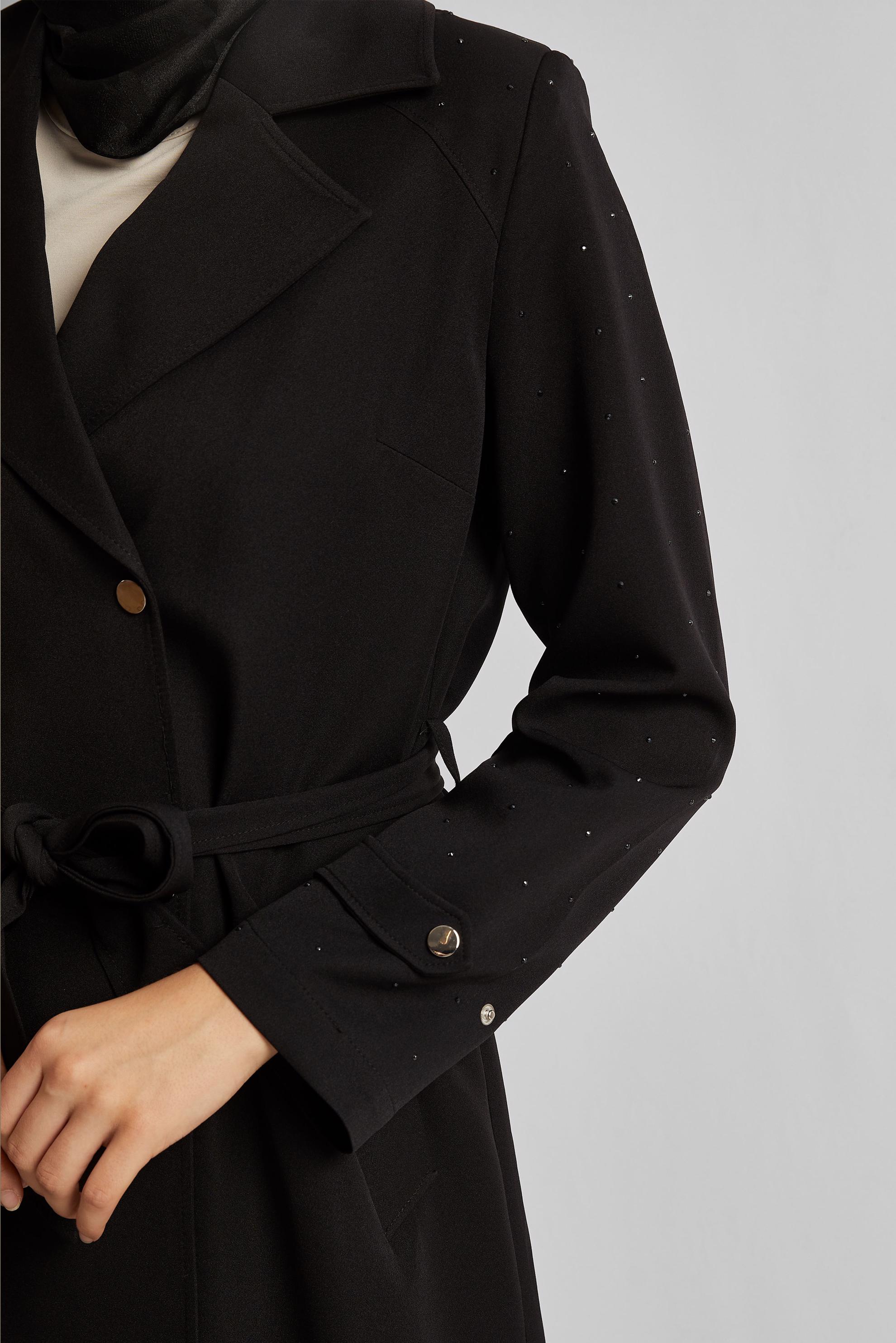 Tesettür giyim SİYAH KUŞAKLI TRENÇKOT 10950