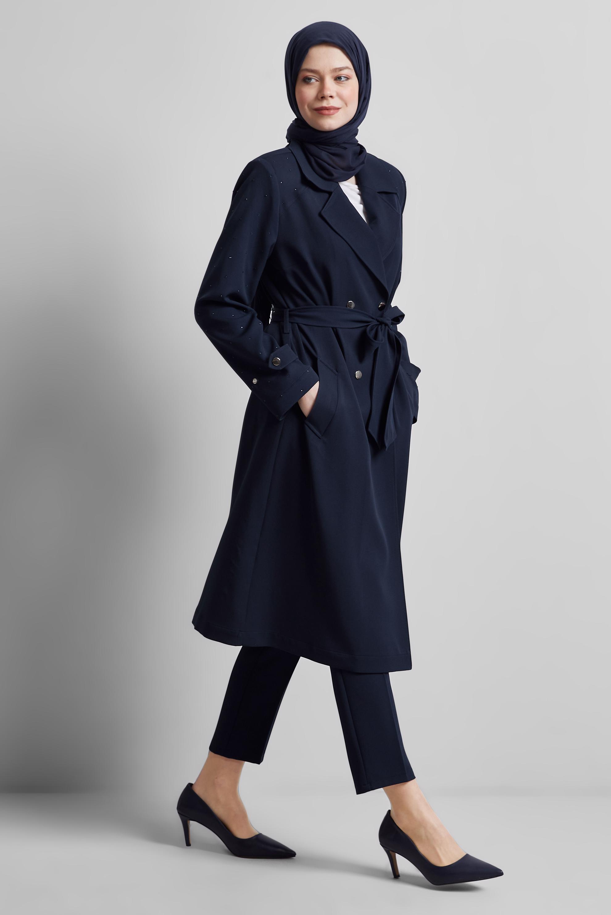 Vêtements hijab BLEU MARINE TRENCH-COAT CEINTURÉ 10950