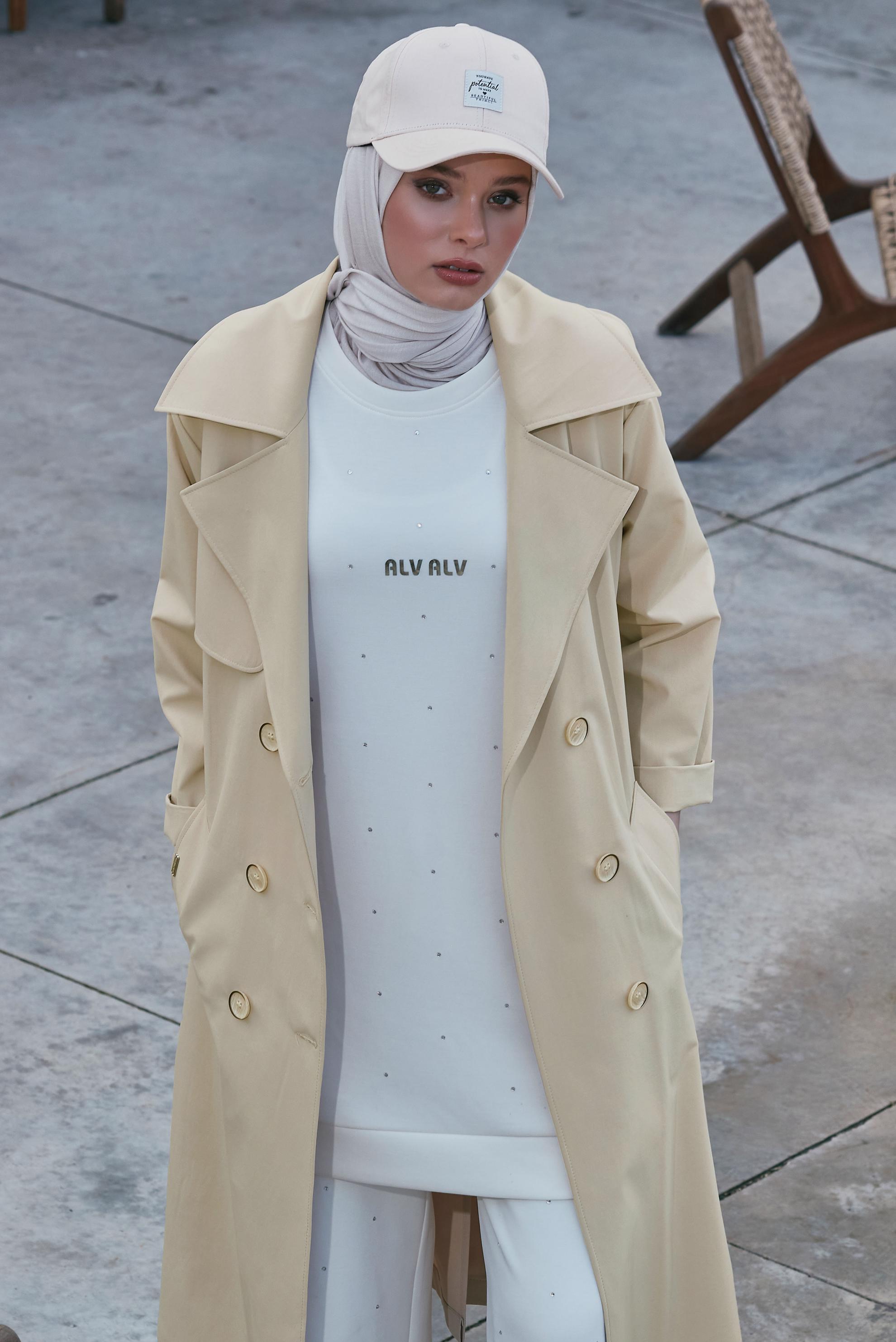 Vêtements hijab BEIGE TRENCH-COAT CEINTURÉ 10953