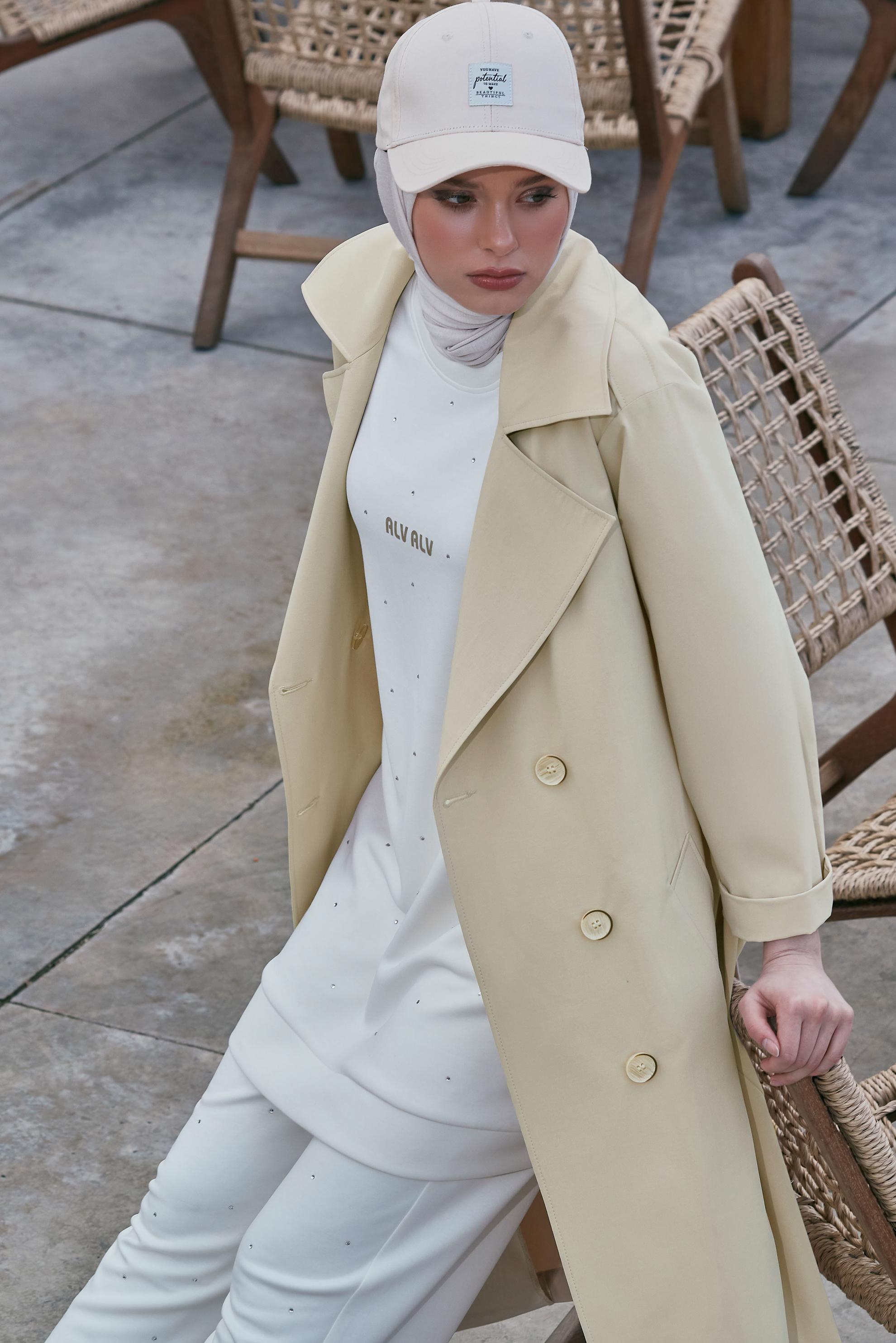 Vêtements hijab BEIGE TRENCH-COAT CEINTURÉ 10953