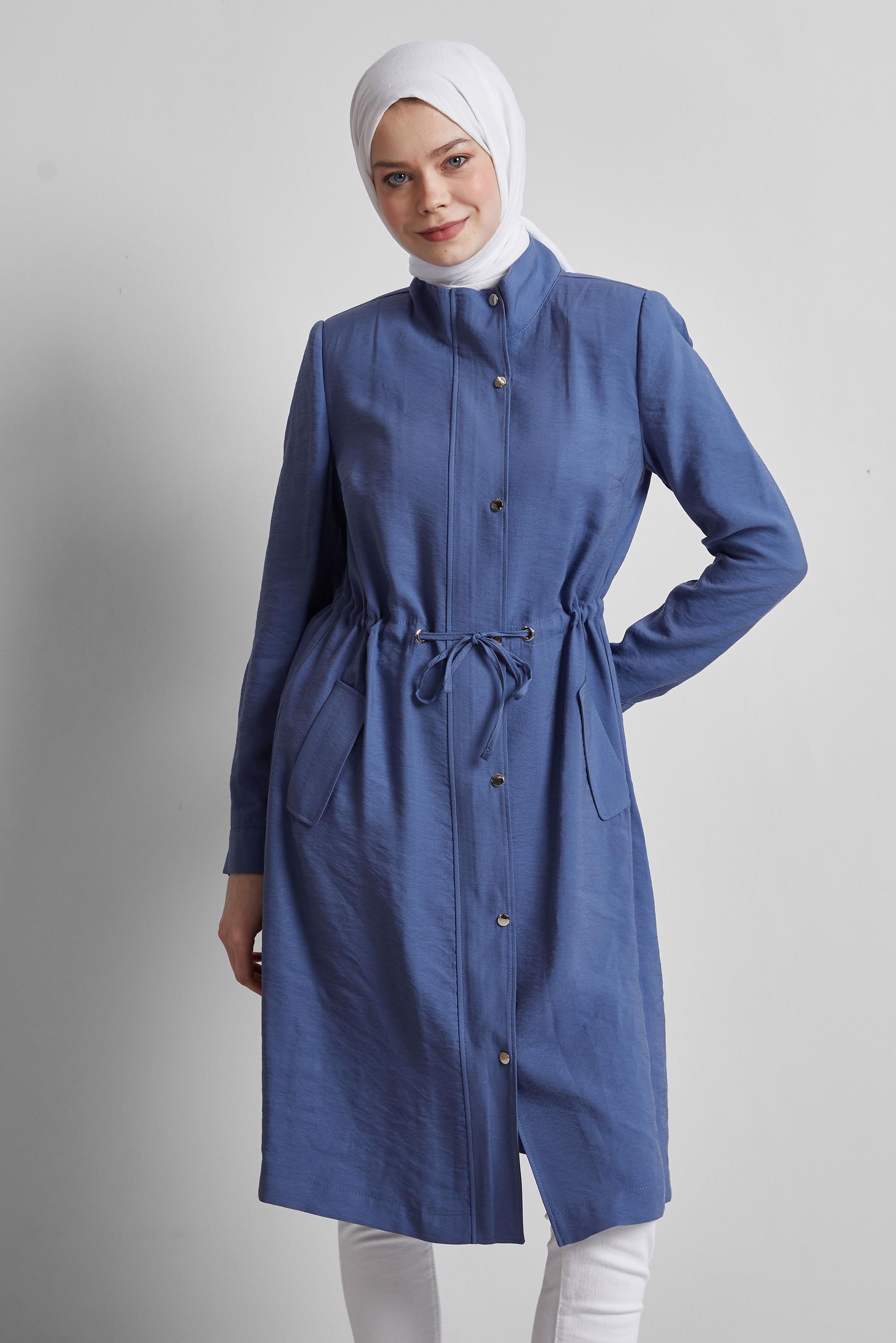 Vêtements hijab BLEU MARINE TRENCH-COAT À TAILLE SMOKING 10956