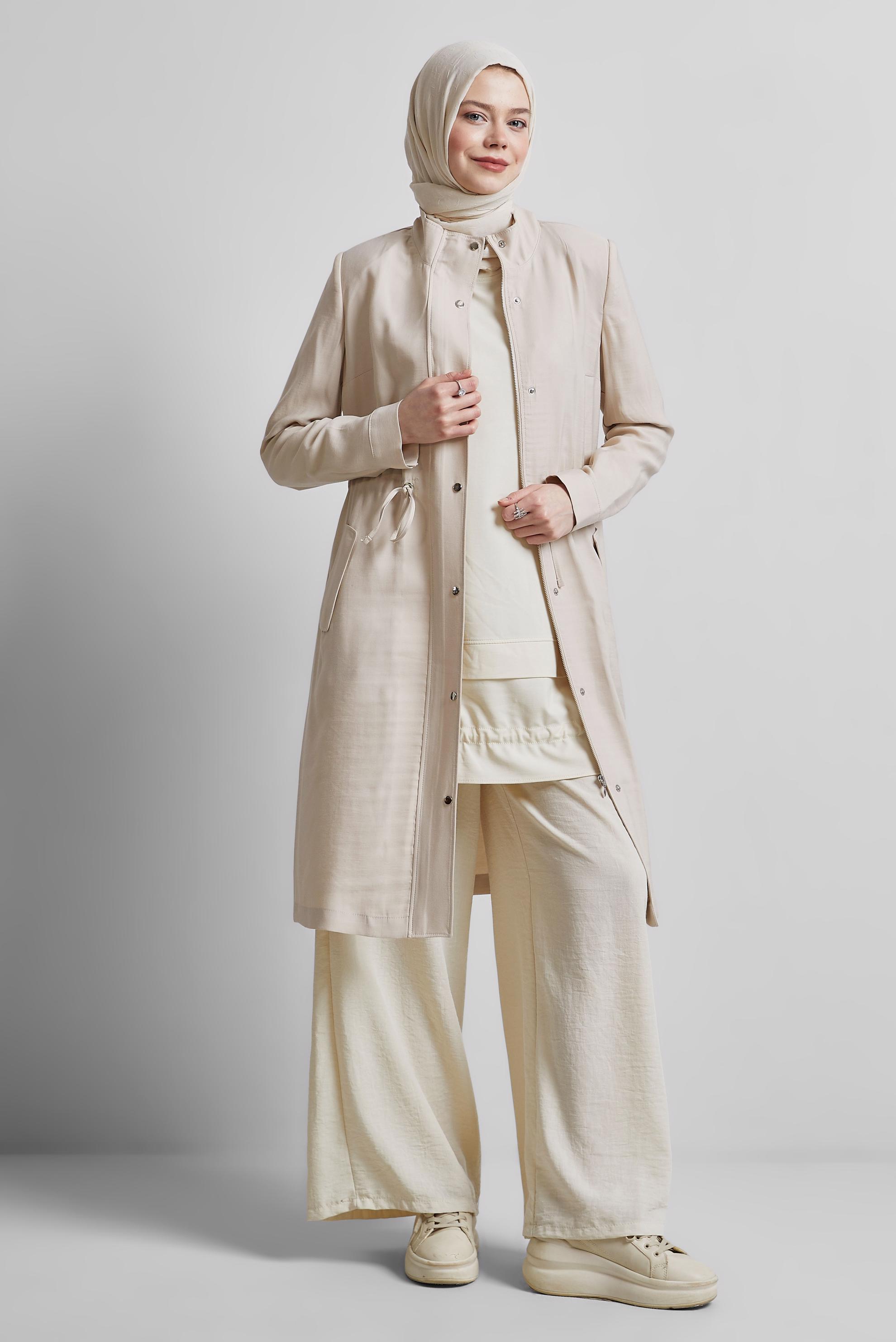 Vêtements hijab BEIGE TRENCH-COAT À TAILLE SMOKING 10956