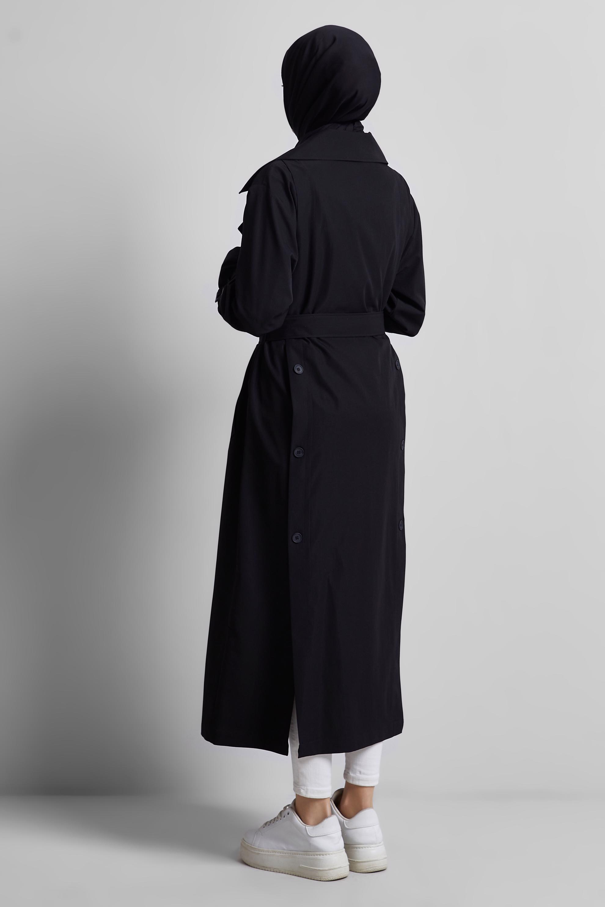 Vêtements hijab NOIR TRENCH-COAT CEINTURÉ 10957