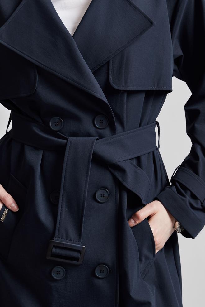 Vêtements hijab BLEU MARINE TRENCH-COAT CEINTURÉ 10957 - ALVİNA