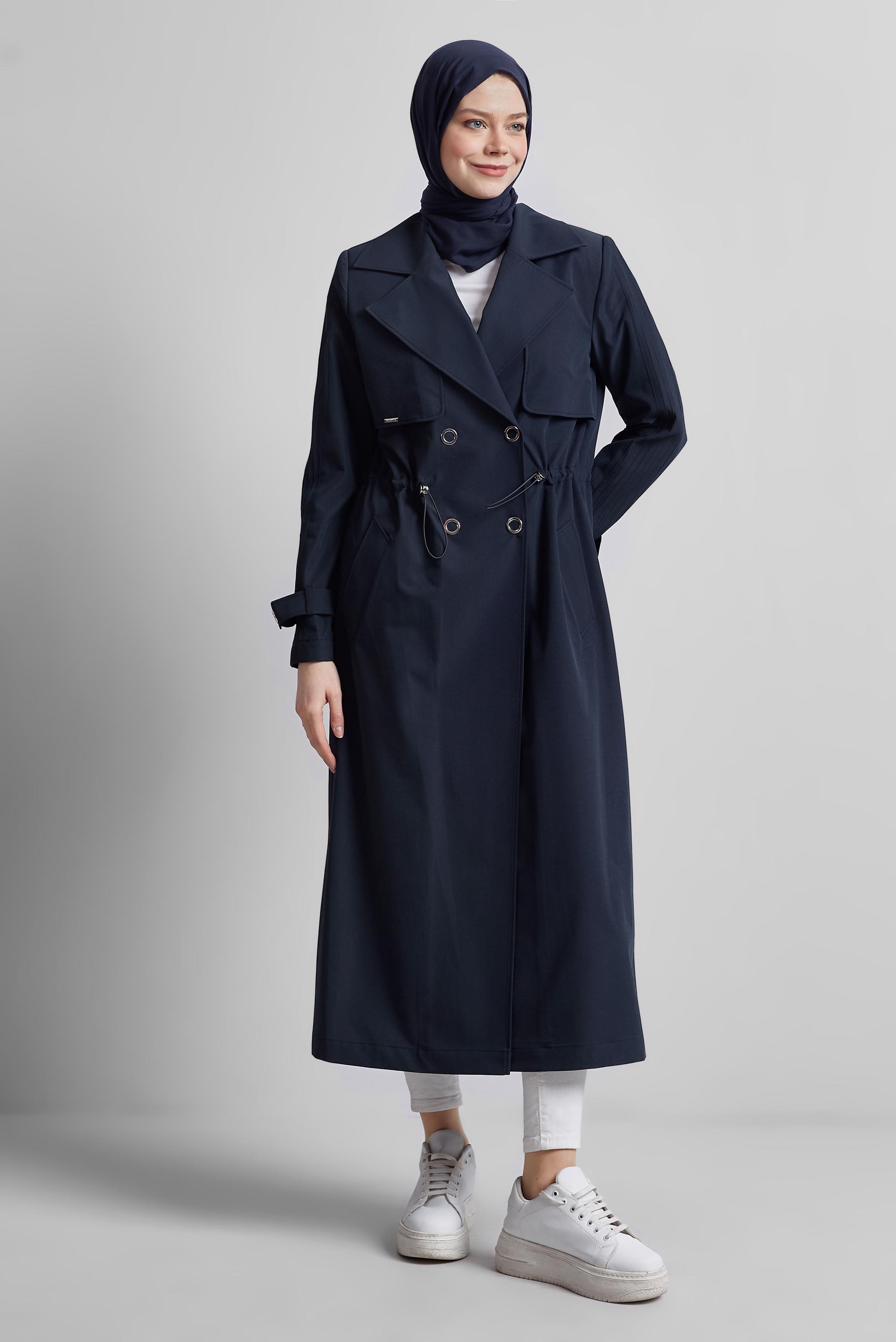 Vêtements hijab BLEU MARINE TRENCH-COAT À TAILLE SMOKING 10959