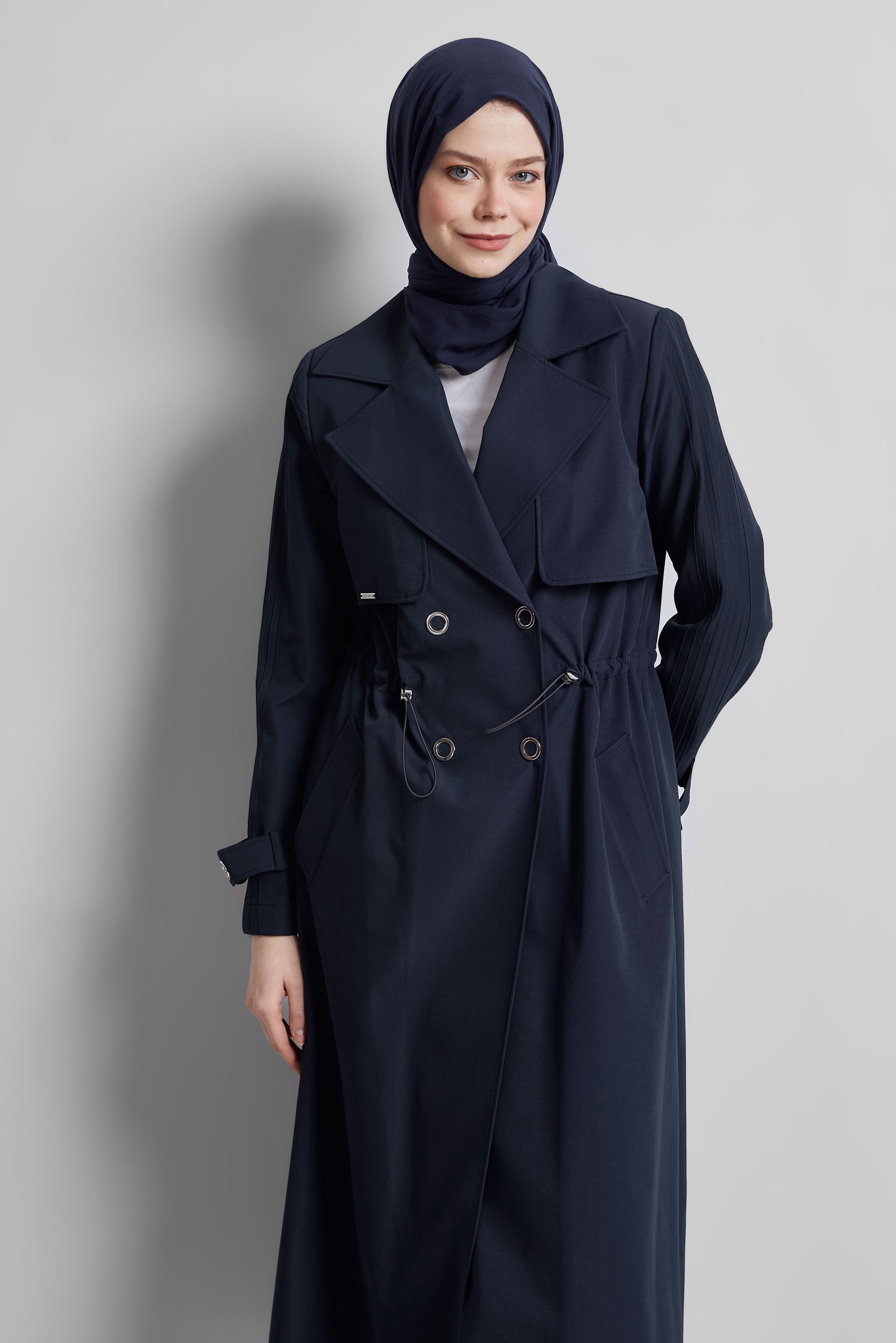 Vêtements hijab BLEU MARINE TRENCH-COAT À TAILLE SMOKING 10959