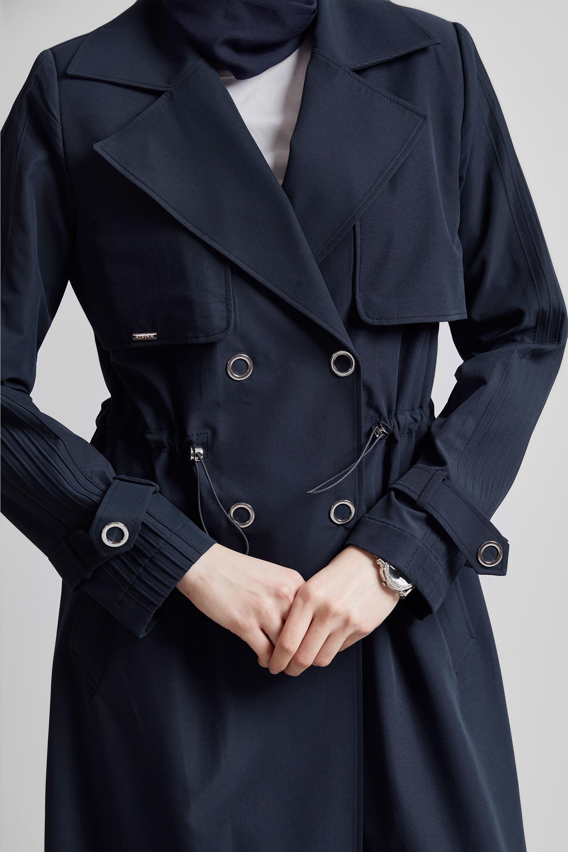 Vêtements hijab BLEU MARINE TRENCH-COAT À TAILLE SMOKING 10959