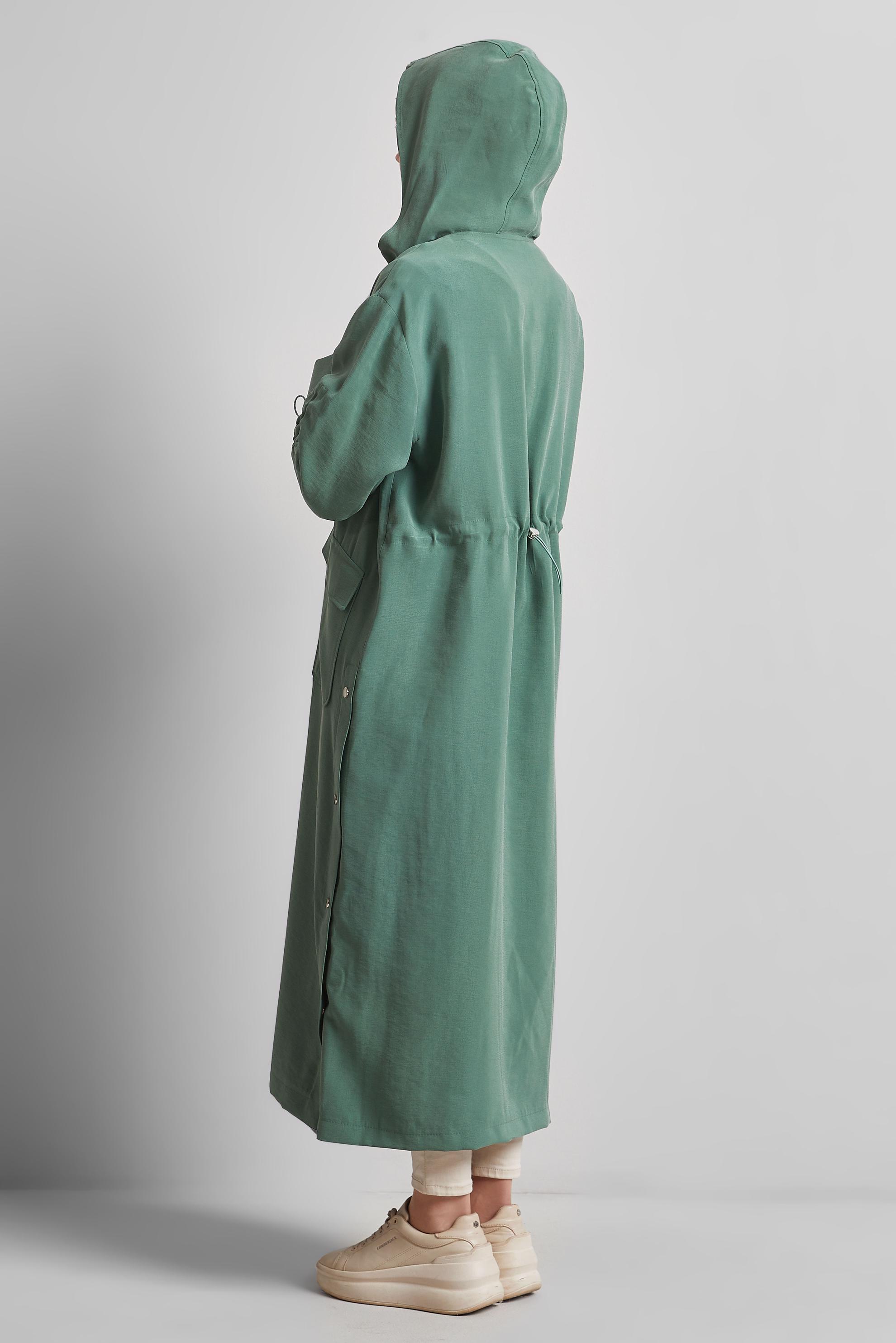 Vêtements hijab VERT TRENCH-COAT À CAPUCHE 10961