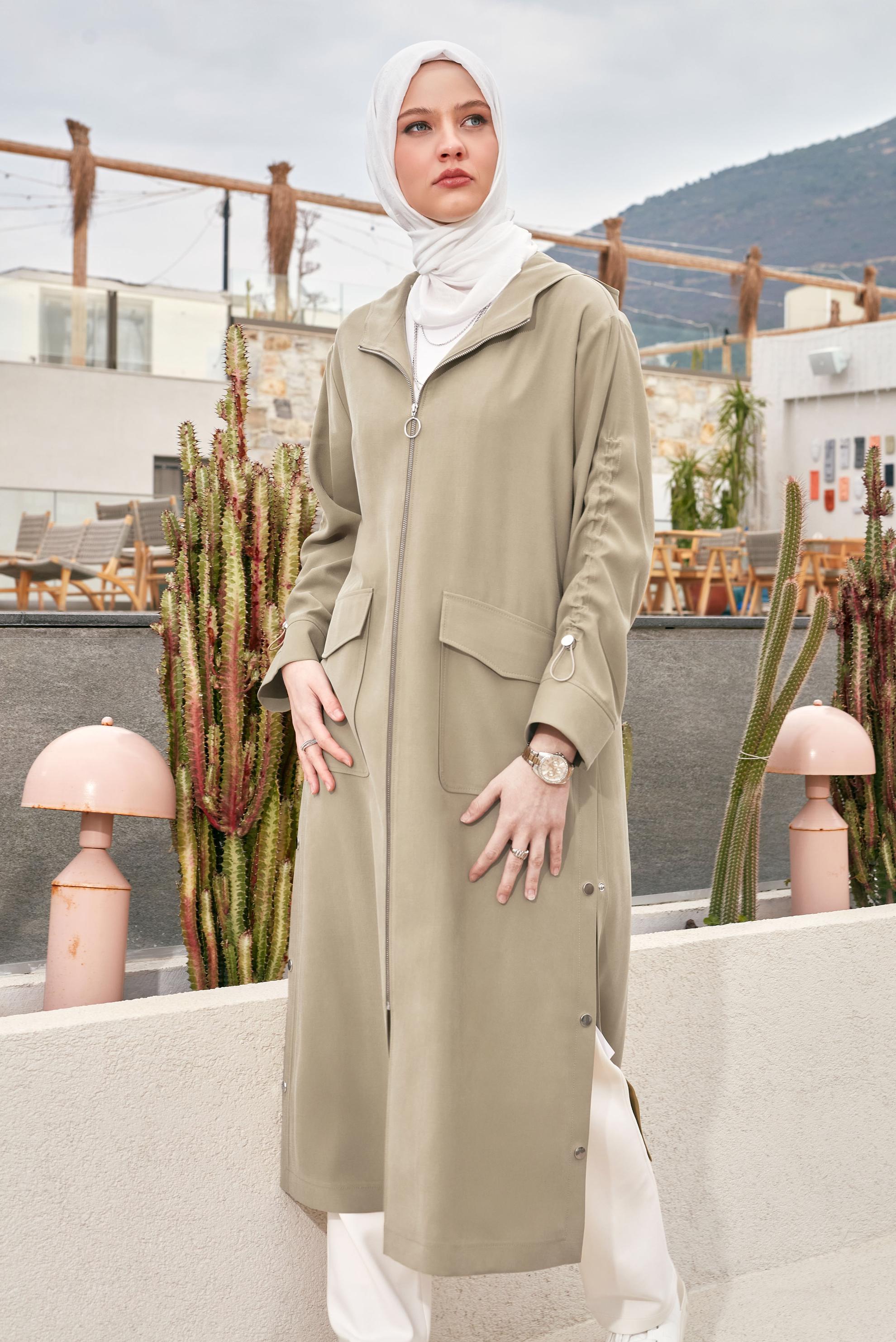 Vêtements hijab BEIGE TRENCH-COAT À CAPUCHE 10961