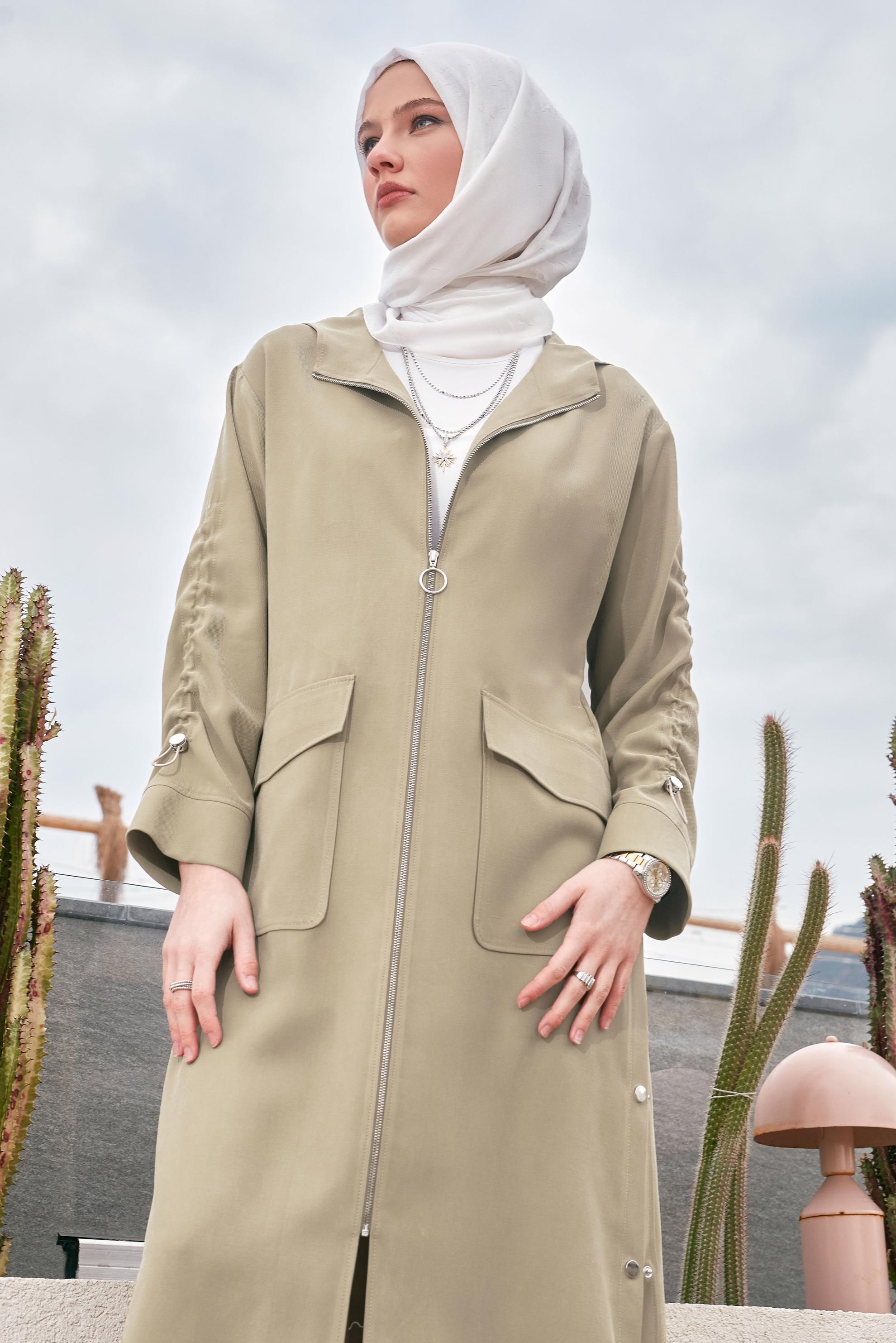 Vêtements hijab BEIGE TRENCH-COAT À CAPUCHE 10961