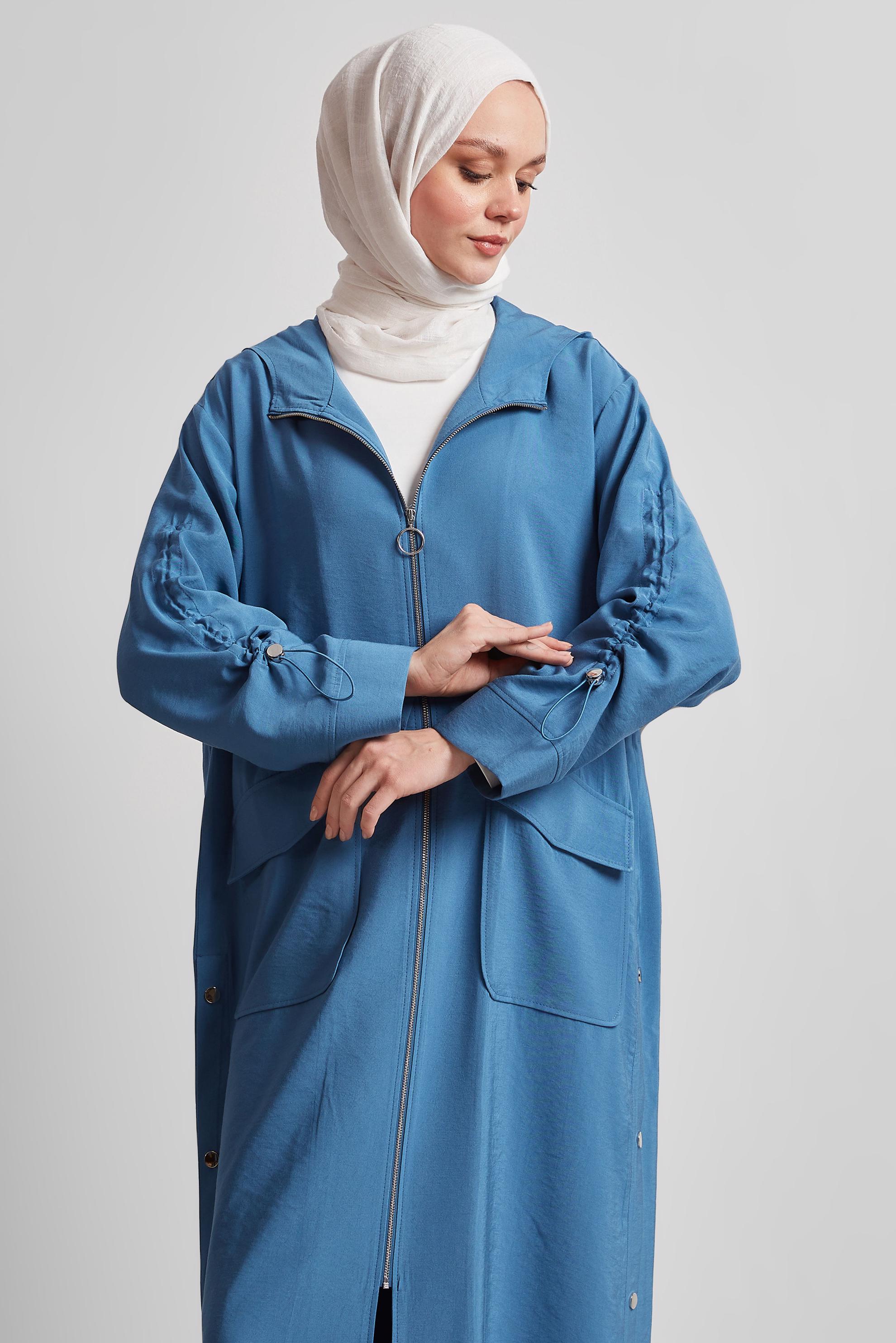 Vêtements hijab BLEU MARINE TRENCH-COAT À CAPUCHE 10961