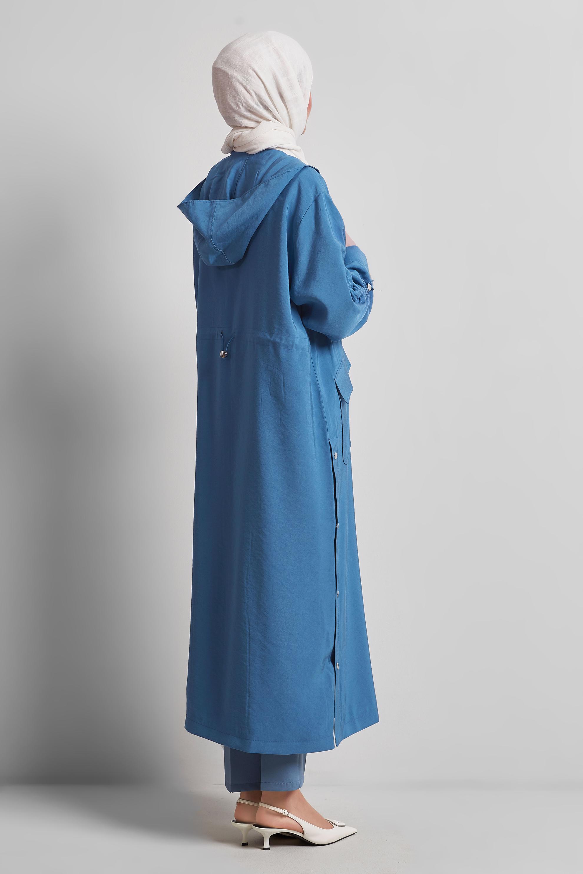 Vêtements hijab BLEU MARINE TRENCH-COAT À CAPUCHE 10961