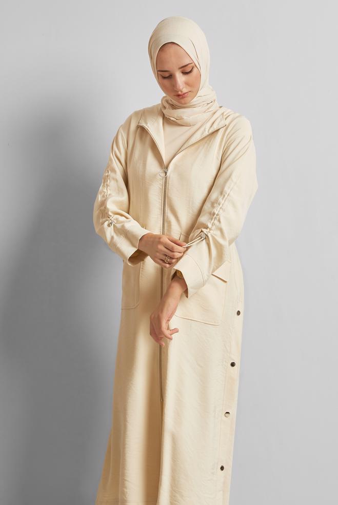 Vêtements hijab BEIGE TRENCH-COAT À CAPUCHE 10961 - ALVİNA
