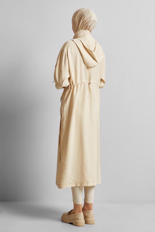 Vêtements hijab BEIGE TRENCH-COAT À CAPUCHE 10961 - ALVİNA