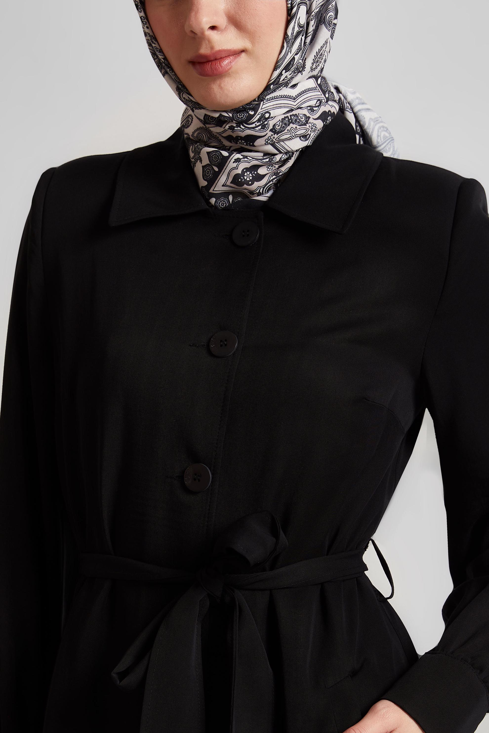 Hijab clothing BLACK BELTED TRENCH COAT 10962