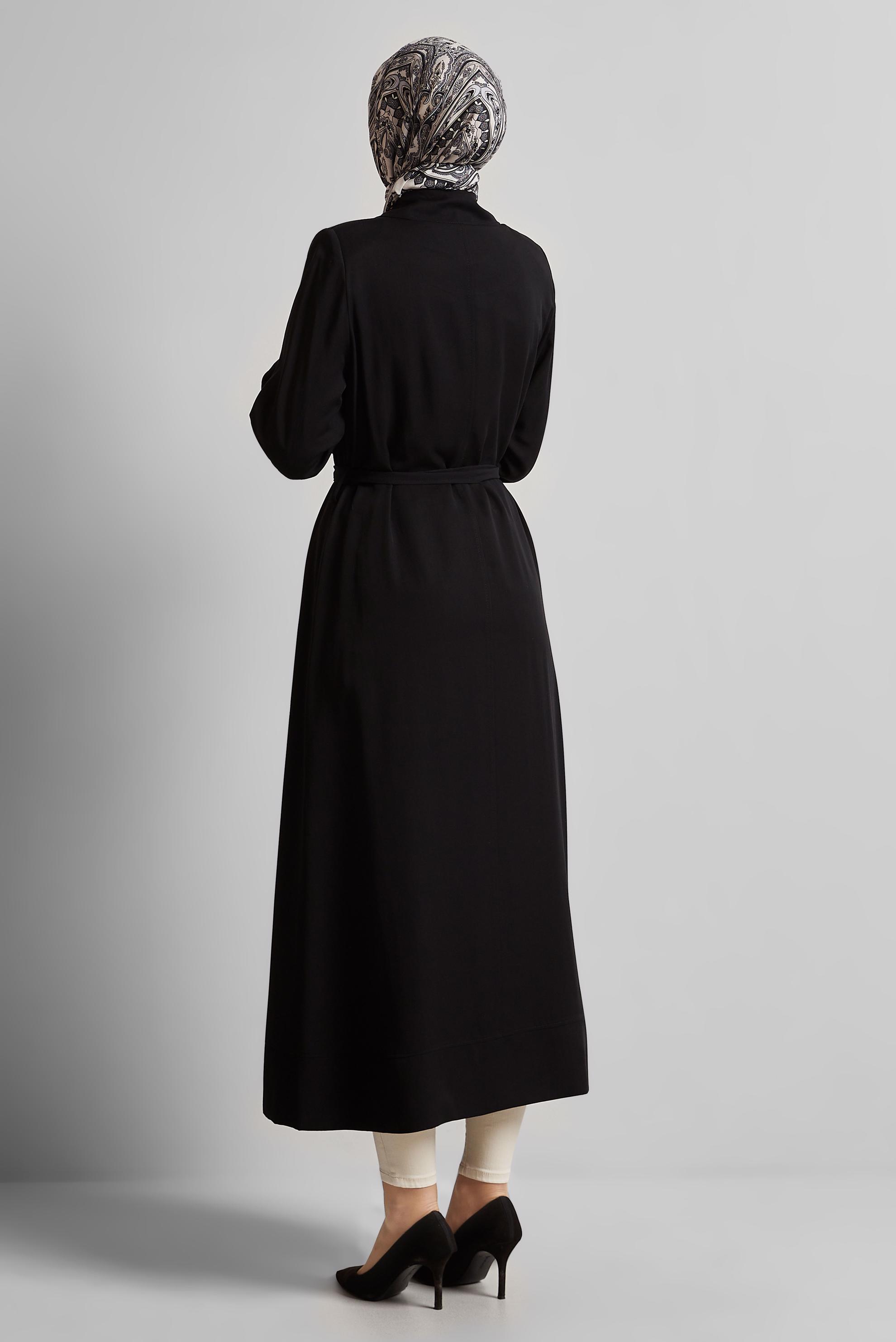 Hijab clothing BLACK BELTED TRENCH COAT 10962