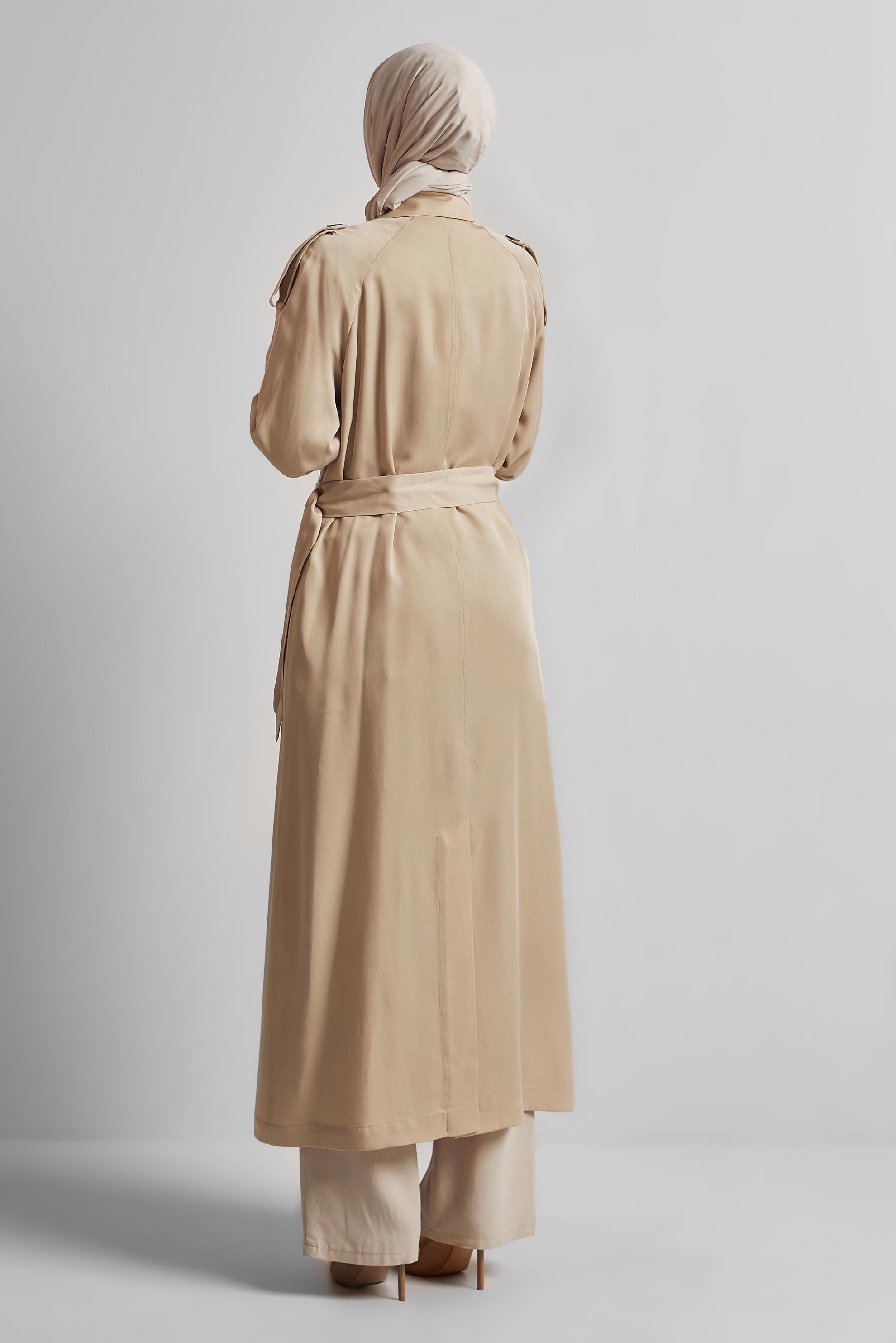 Hijab clothing BEIGE BELTED TRENCH COAT 10964